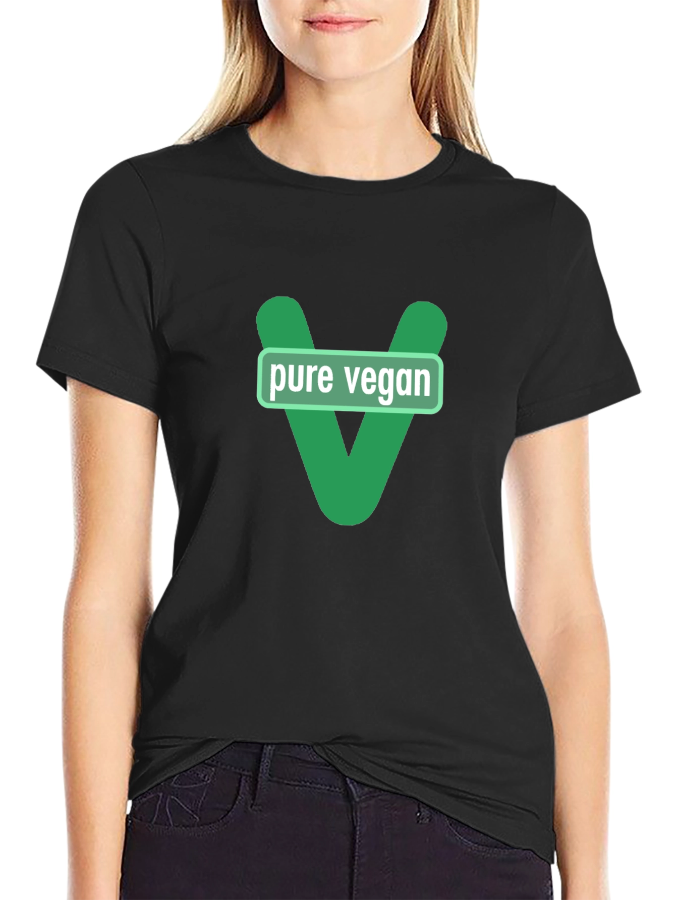 Pure Vegan Graphic Tee - Black Cotton T-Shirt