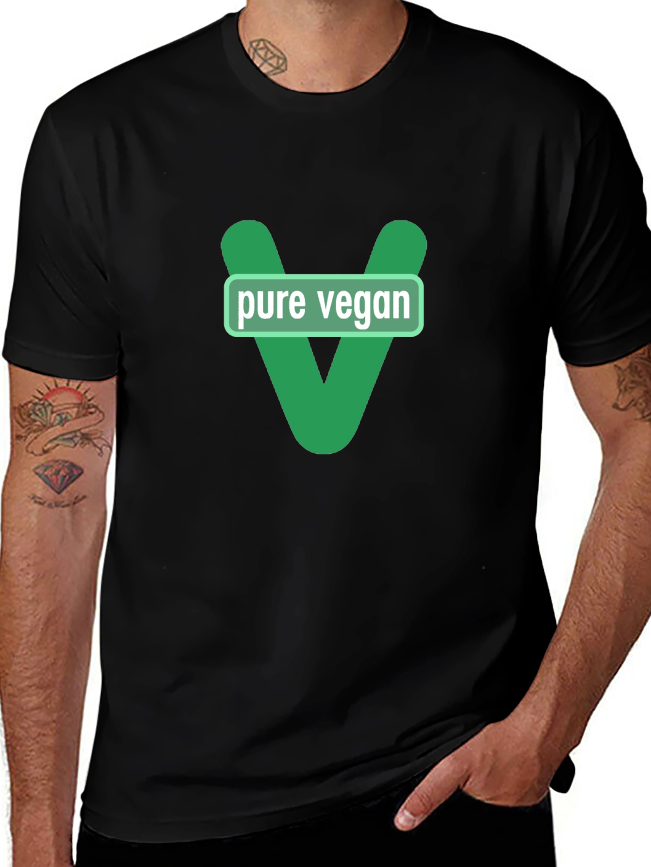 Pure Vegan Graphic Tee - Black Cotton T-Shirt