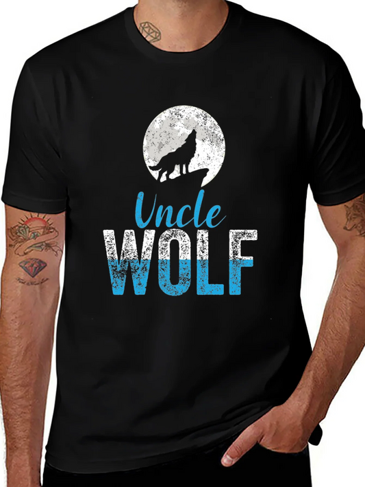 Uncle Wolf Graphic T-Shirt - Howling Wolf Moon Tee
