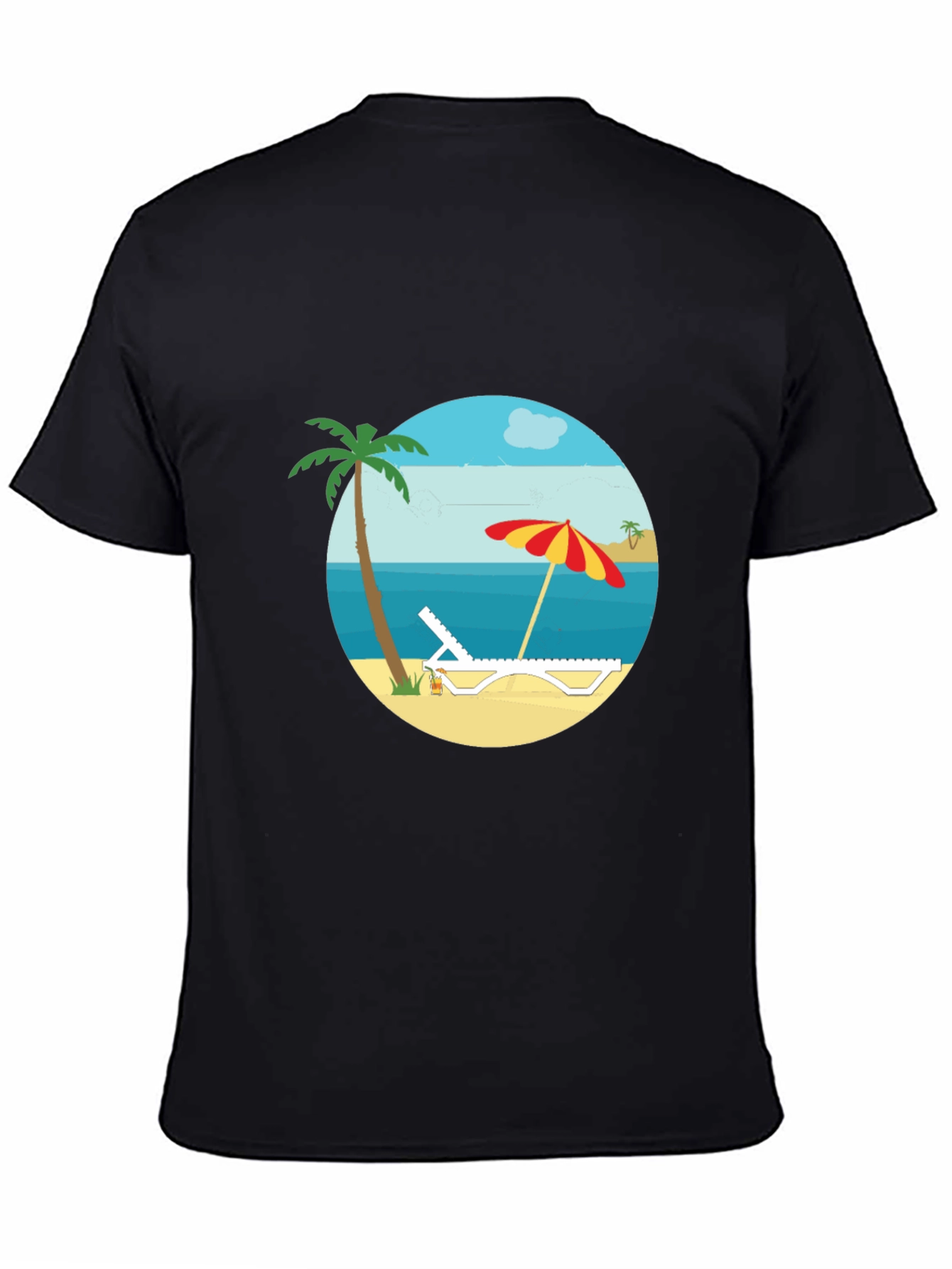 Beach Scene Graphic Tee - Black T-Shirt