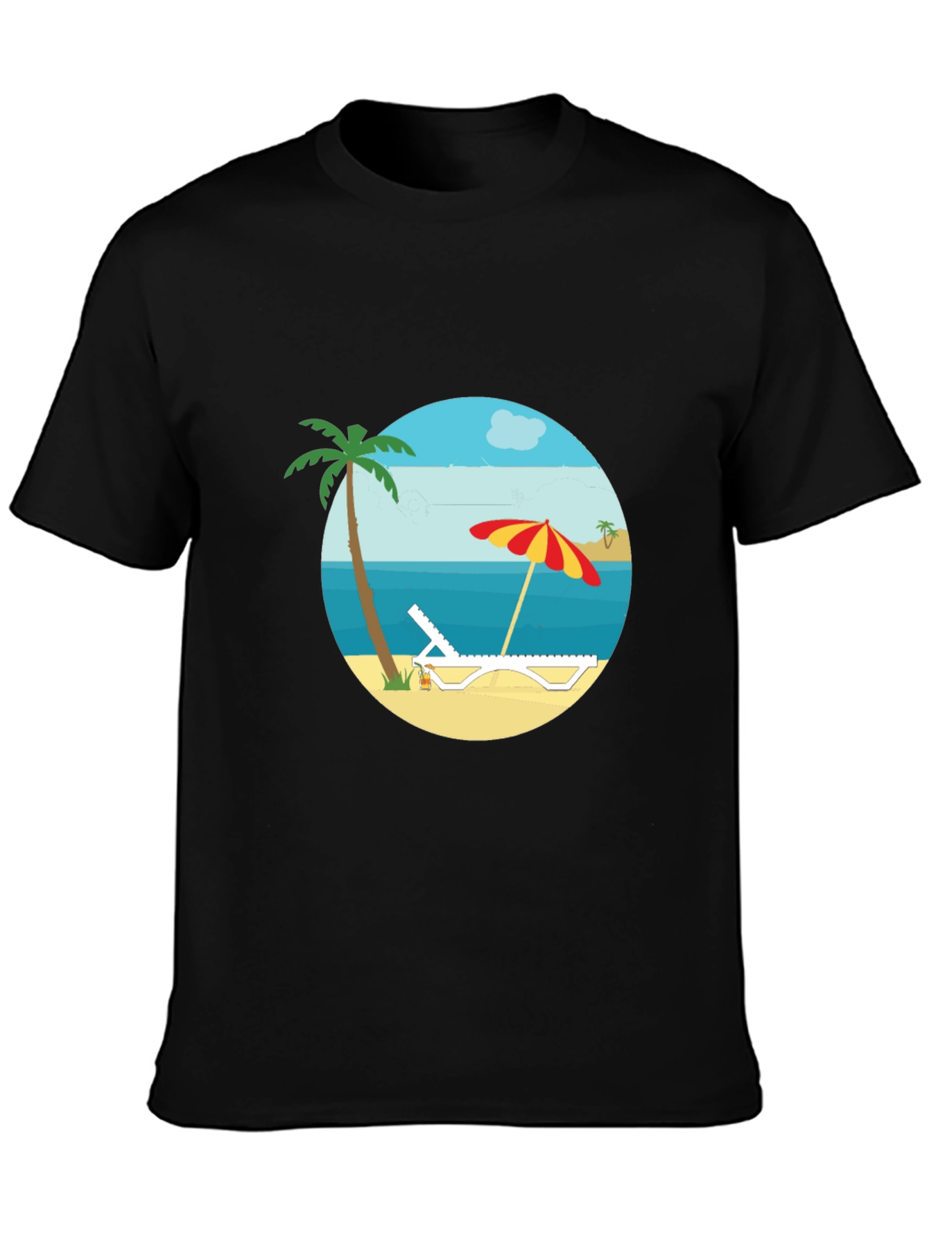 Beach Scene Graphic Tee - Black T-Shirt