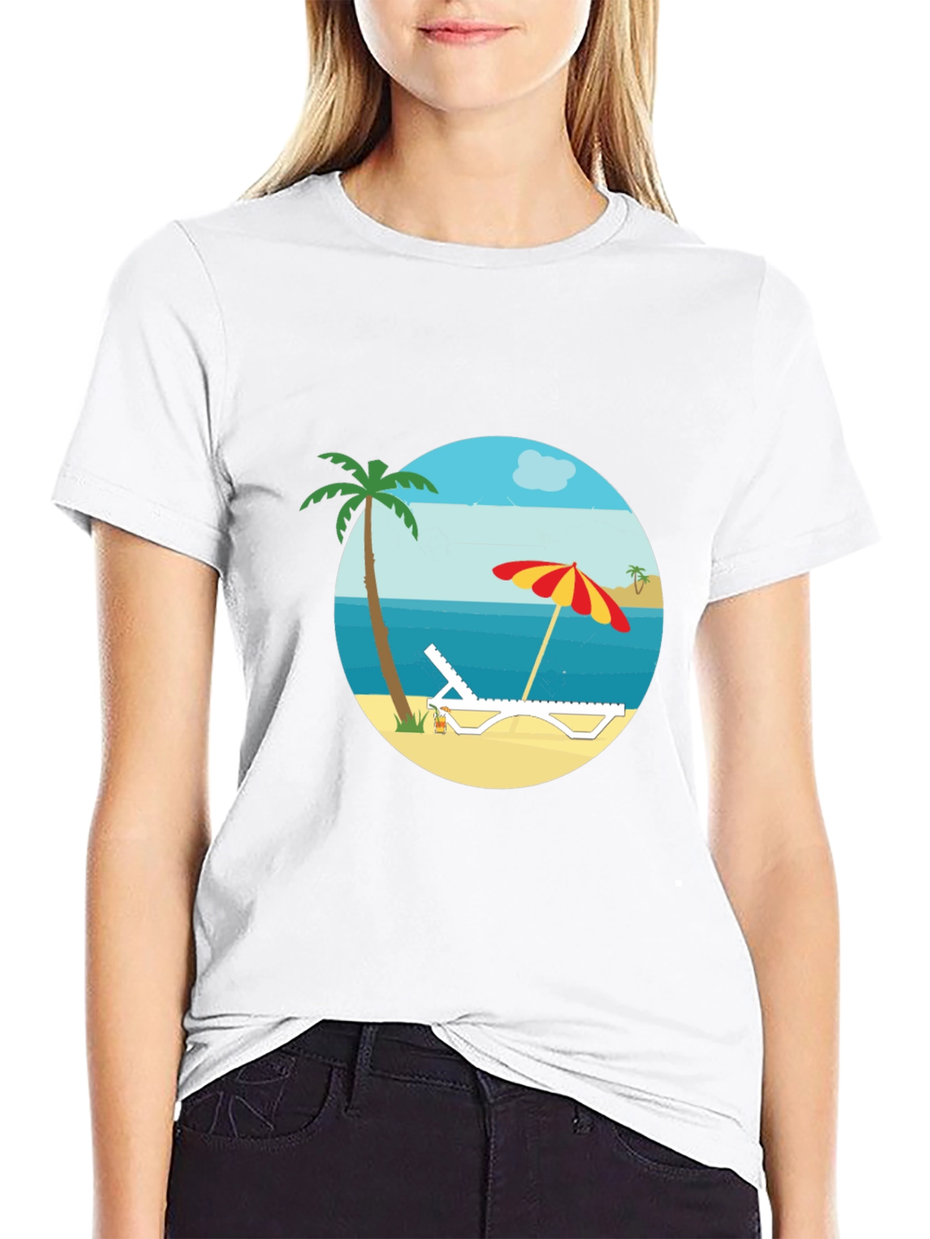 Beach Scene Graphic Tee - Black T-Shirt