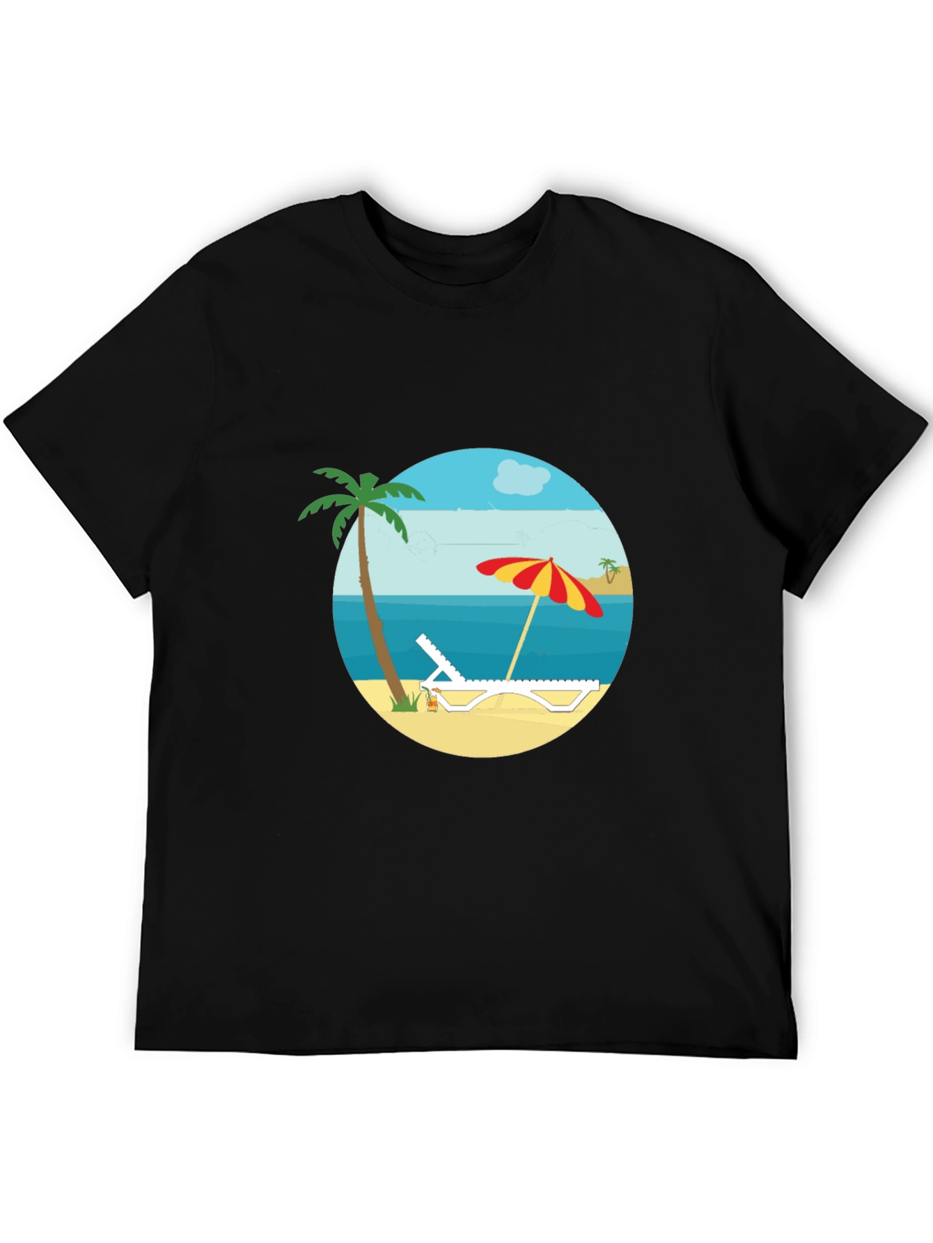 Beach Scene Graphic Tee - Black T-Shirt