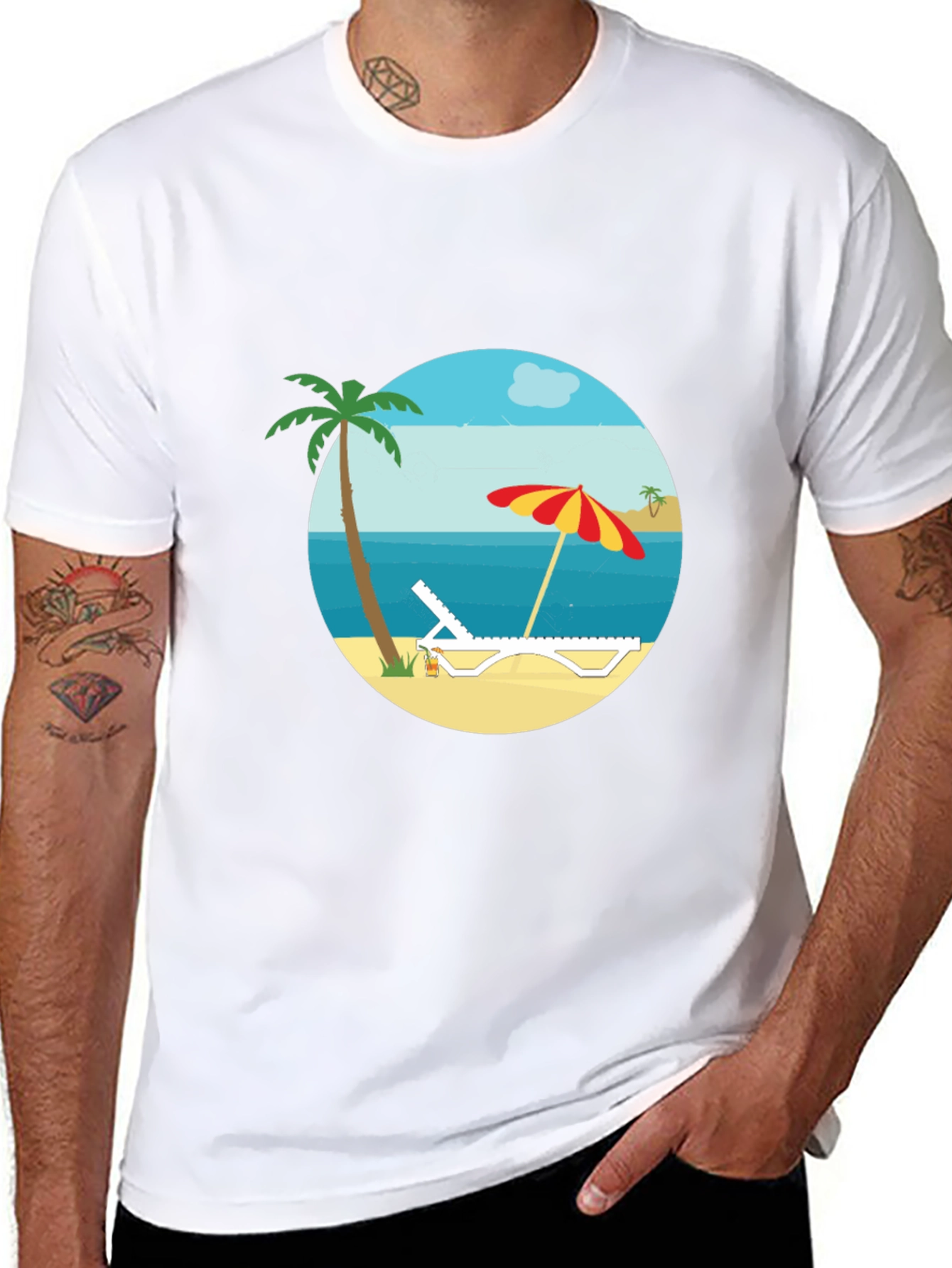 Beach Scene Graphic Tee - Black T-Shirt