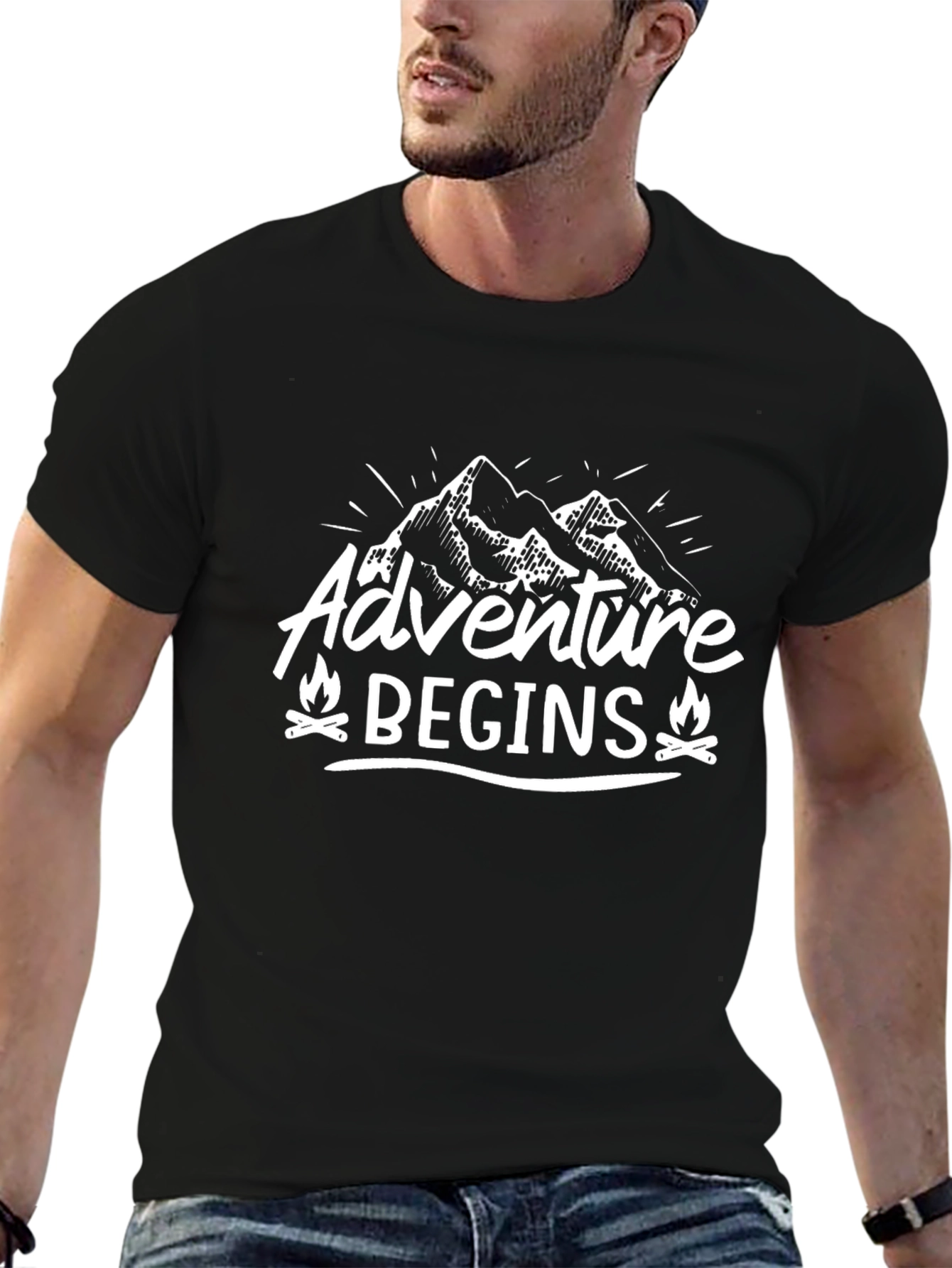 Adventure Begins Graphic Tee - Black