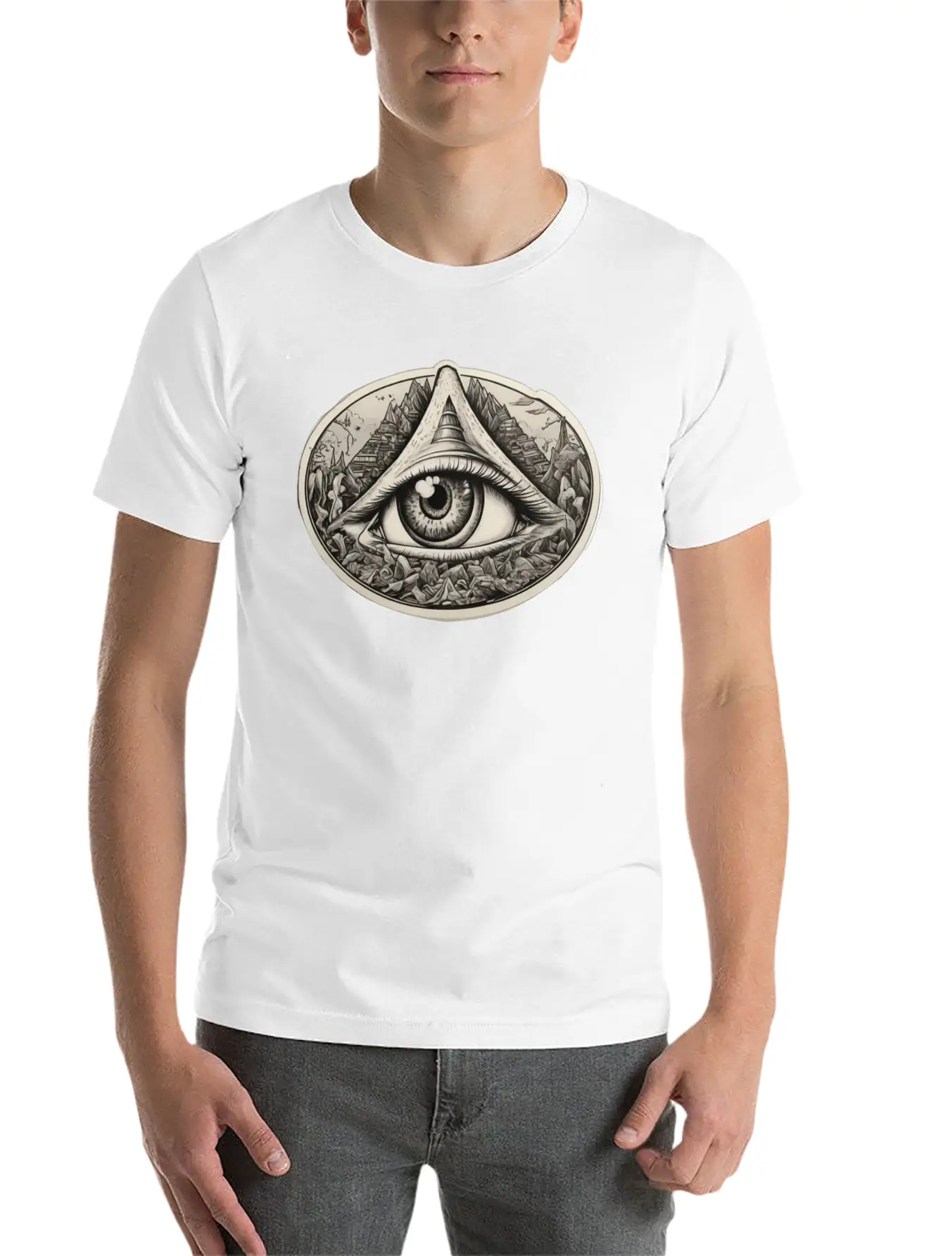 Illuminati Design With One Eye Symbol Basic Graphic T-Shirt – Daily Comfort In Soft Cotton