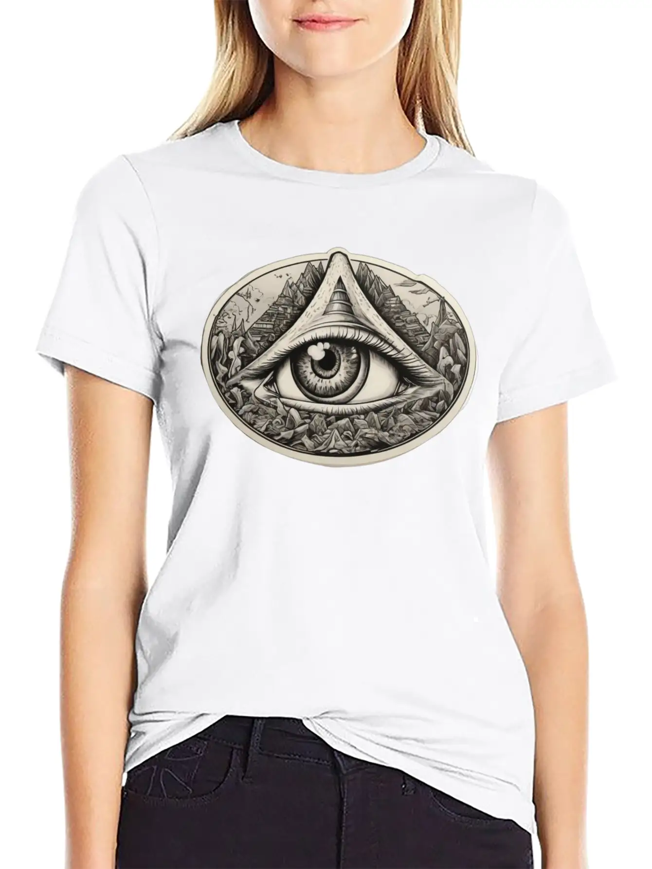 Illuminati Design With One Eye Symbol Basic Graphic T-Shirt – Daily Comfort In Soft Cotton