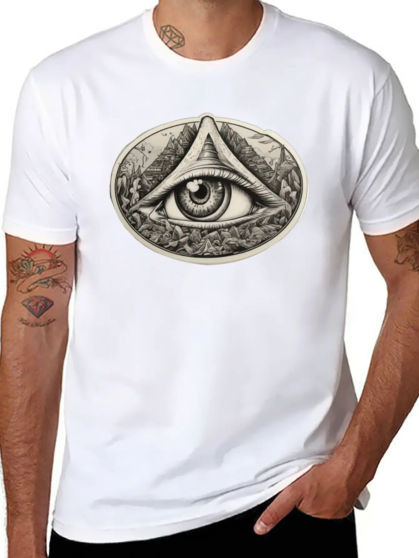 Illuminati Design With One Eye Symbol Basic Graphic T-Shirt – Daily Comfort In Soft Cotton