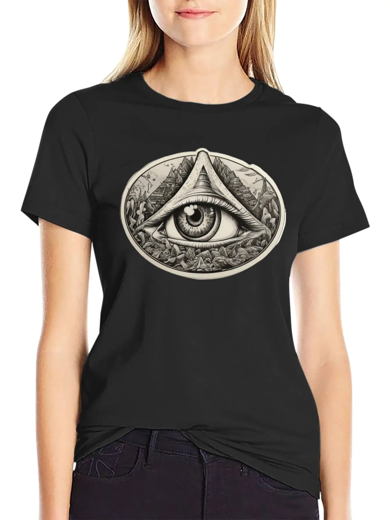 Illuminati Design With One Eye Symbol Basic Graphic T-Shirt – Daily Comfort In Soft Cotton