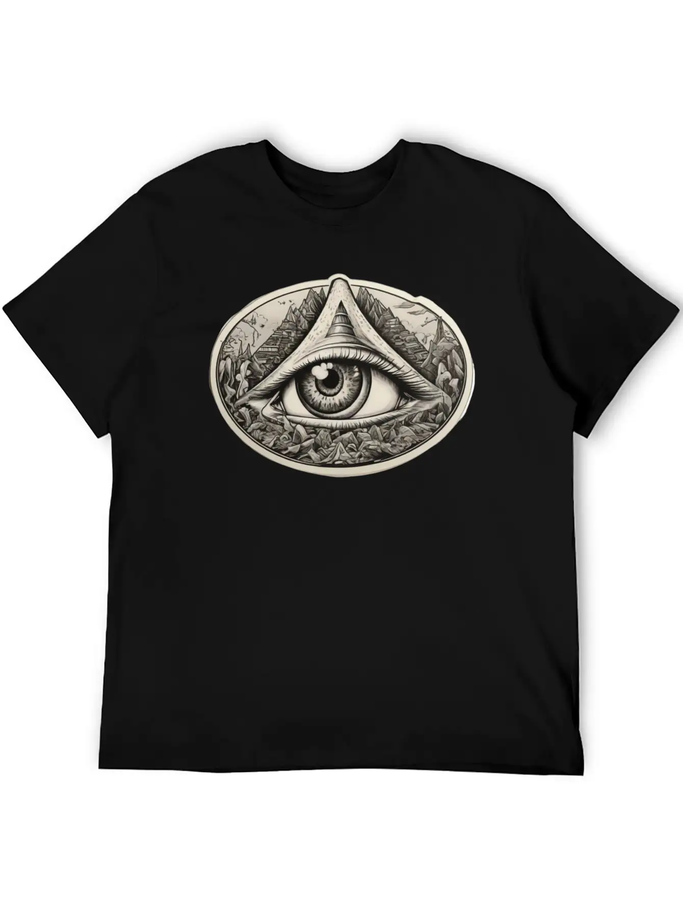 Illuminati Design With One Eye Symbol Basic Graphic T-Shirt – Daily Comfort In Soft Cotton