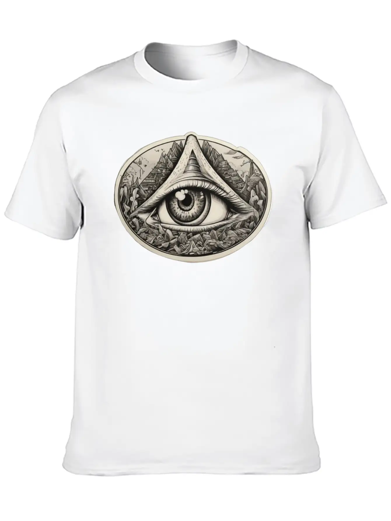 Illuminati Design With One Eye Symbol Basic Graphic T-Shirt – Daily Comfort In Soft Cotton