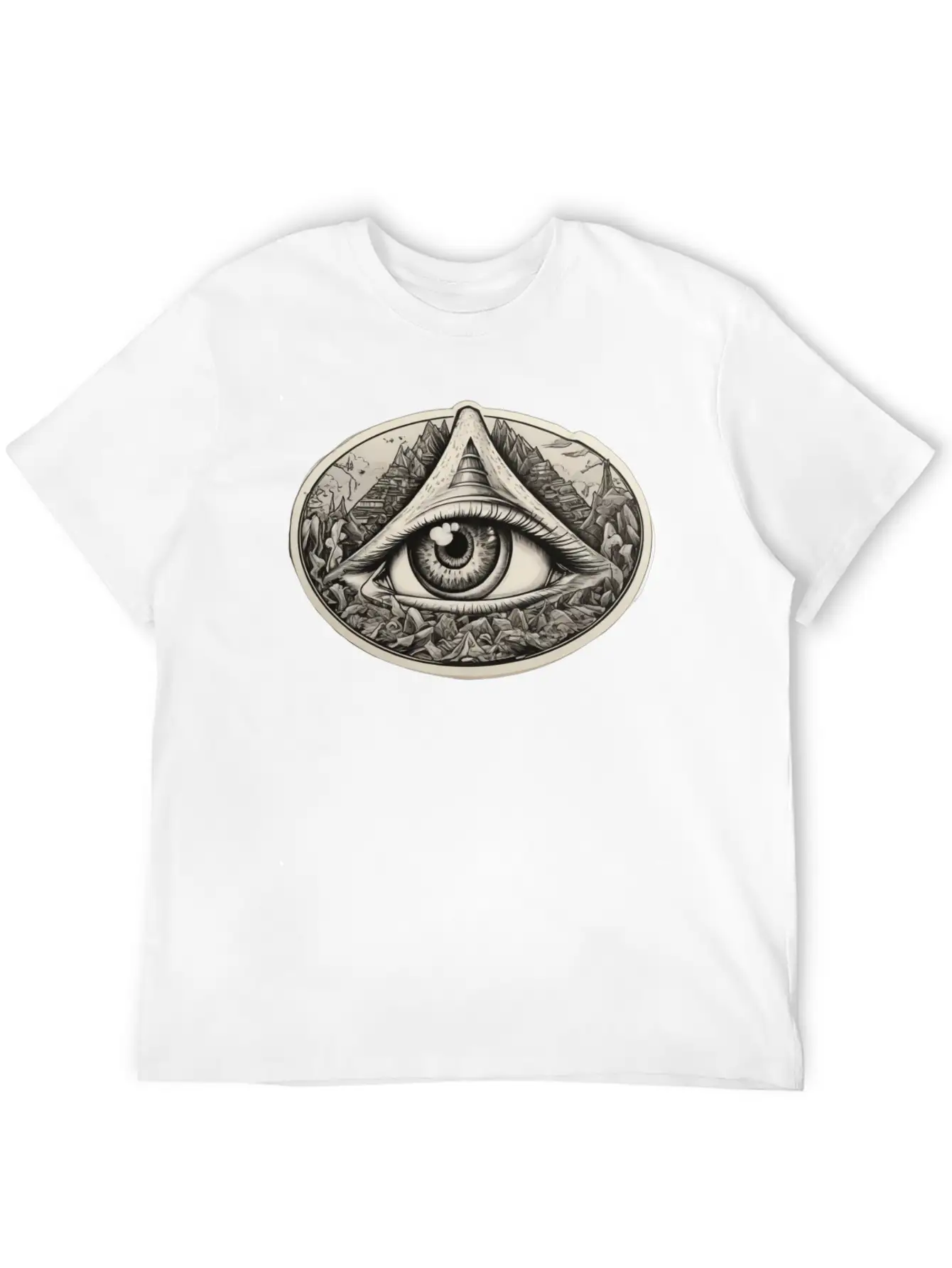 Illuminati Design With One Eye Symbol Basic Graphic T-Shirt – Daily Comfort In Soft Cotton
