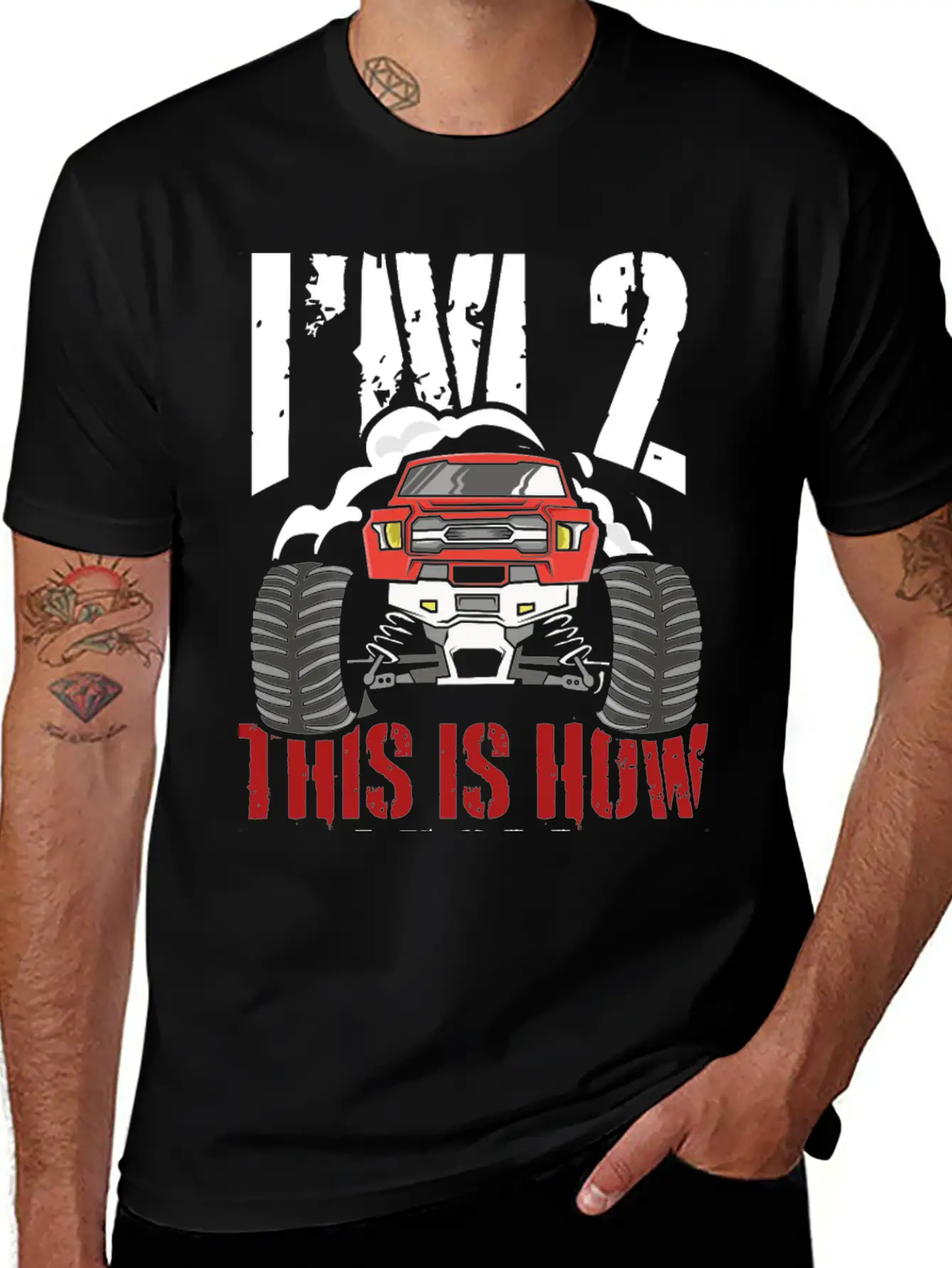 I'm 2 This Is How I Roll 2 Year Old Truck Racer Stylish Everyday T-Shirt – Unisex Basic Cotton Tee