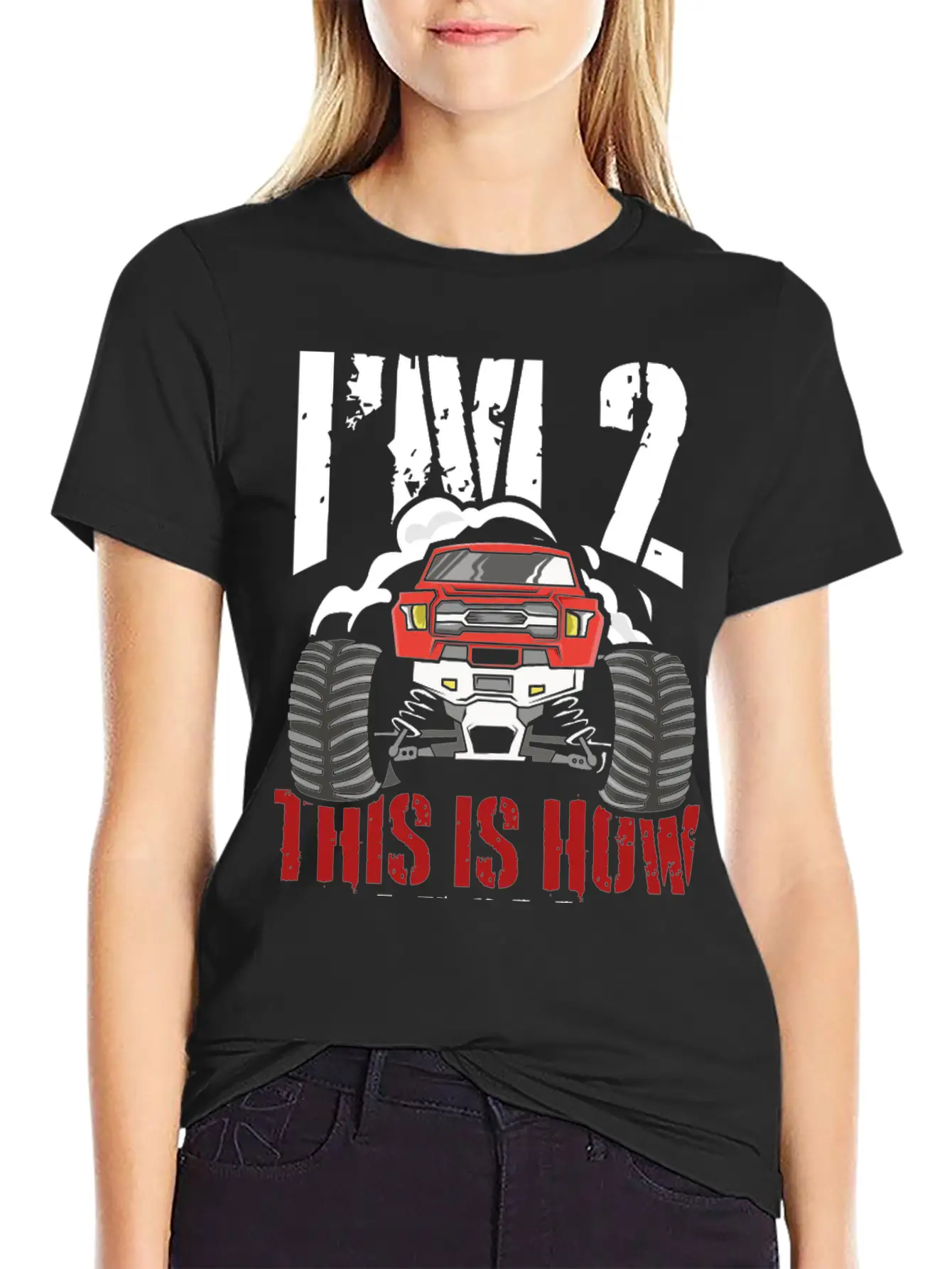 I'm 2 This Is How I Roll 2 Year Old Truck Racer Stylish Everyday T-Shirt – Unisex Basic Cotton Tee