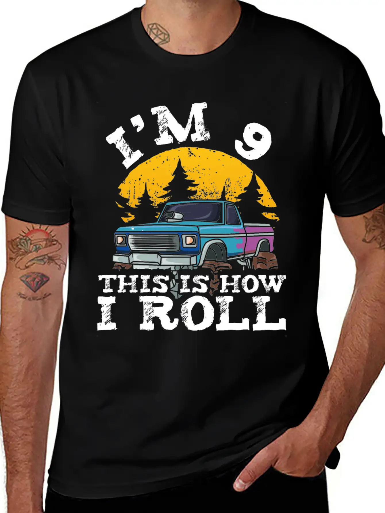 I'm 9 This Is How I Roll 9 Year Old Truck Racer Basic Graphic T-Shirt – Daily Comfort In Soft Cotton