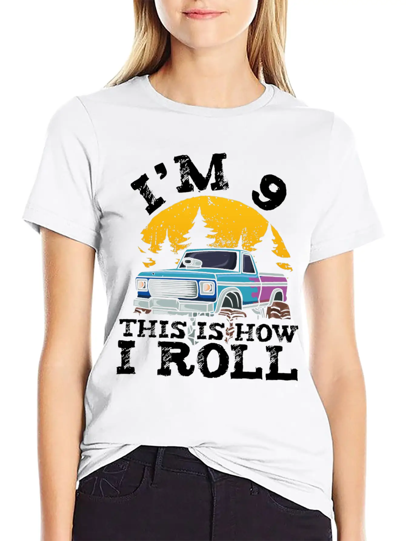 I'm 9 This Is How I Roll 9 Year Old Truck Racer Basic Graphic T-Shirt – Daily Comfort In Soft Cotton