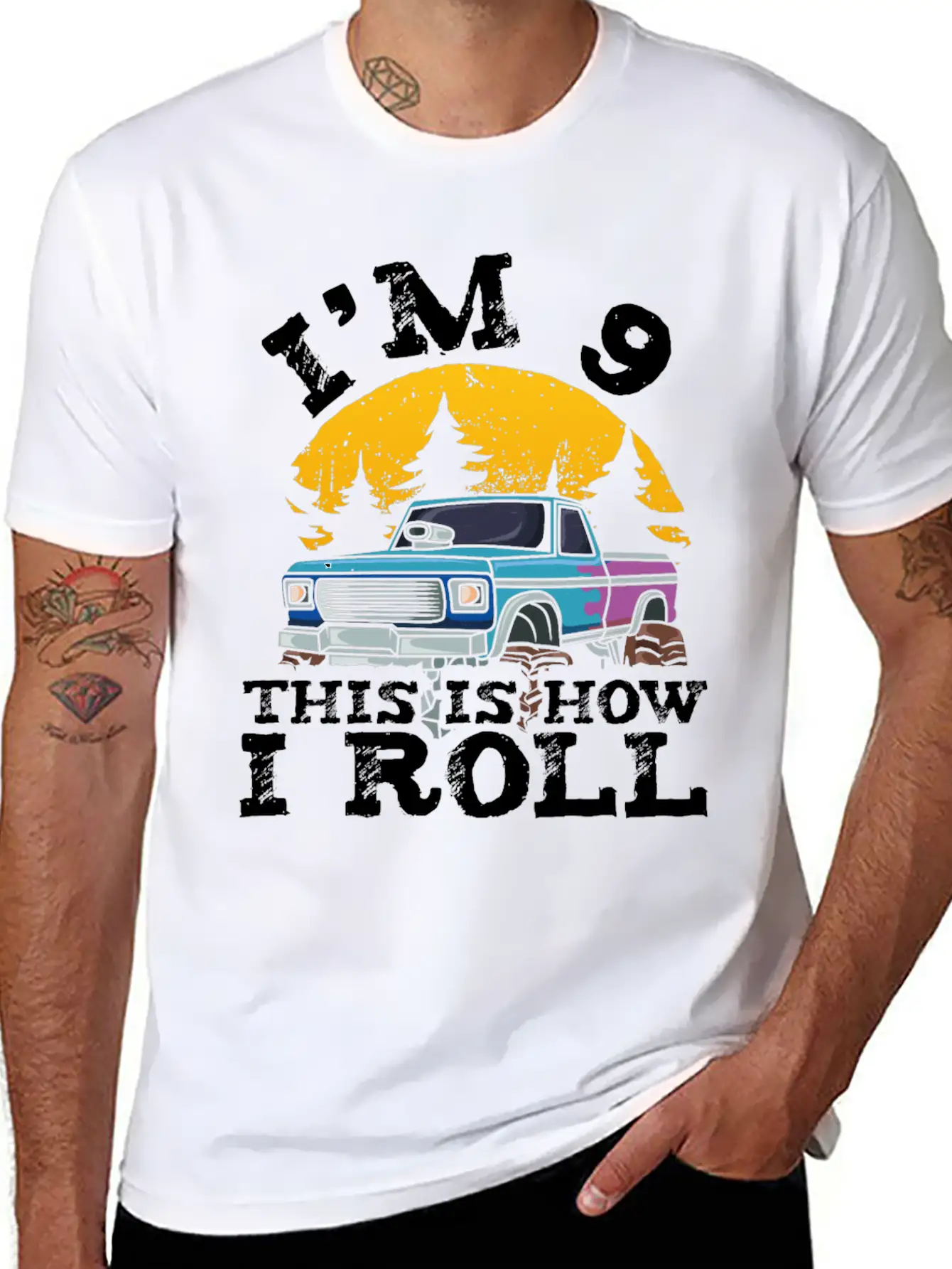 I'm 9 This Is How I Roll 9 Year Old Truck Racer Basic Graphic T-Shirt – Daily Comfort In Soft Cotton