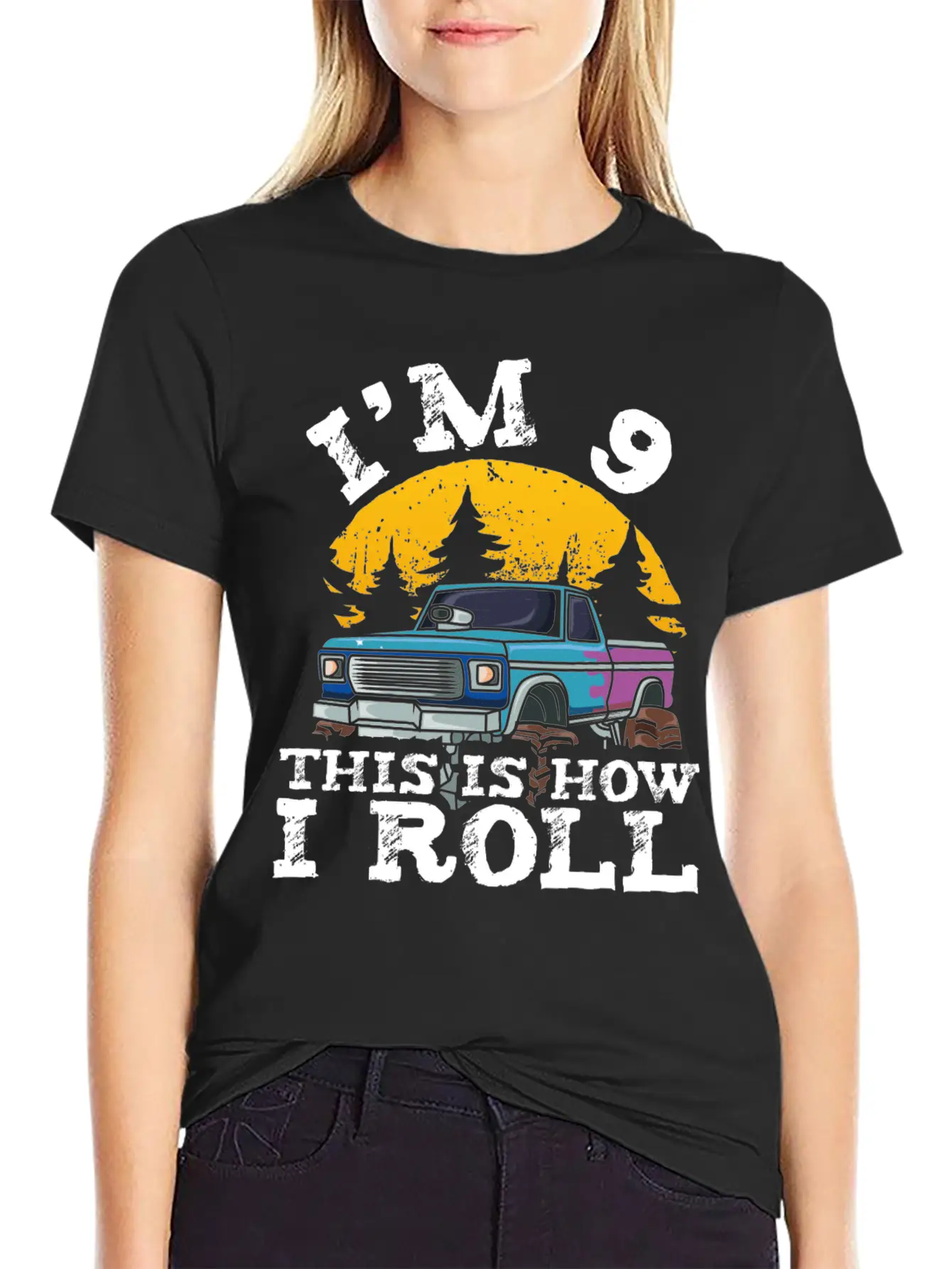 I'm 9 This Is How I Roll 9 Year Old Truck Racer Basic Graphic T-Shirt – Daily Comfort In Soft Cotton