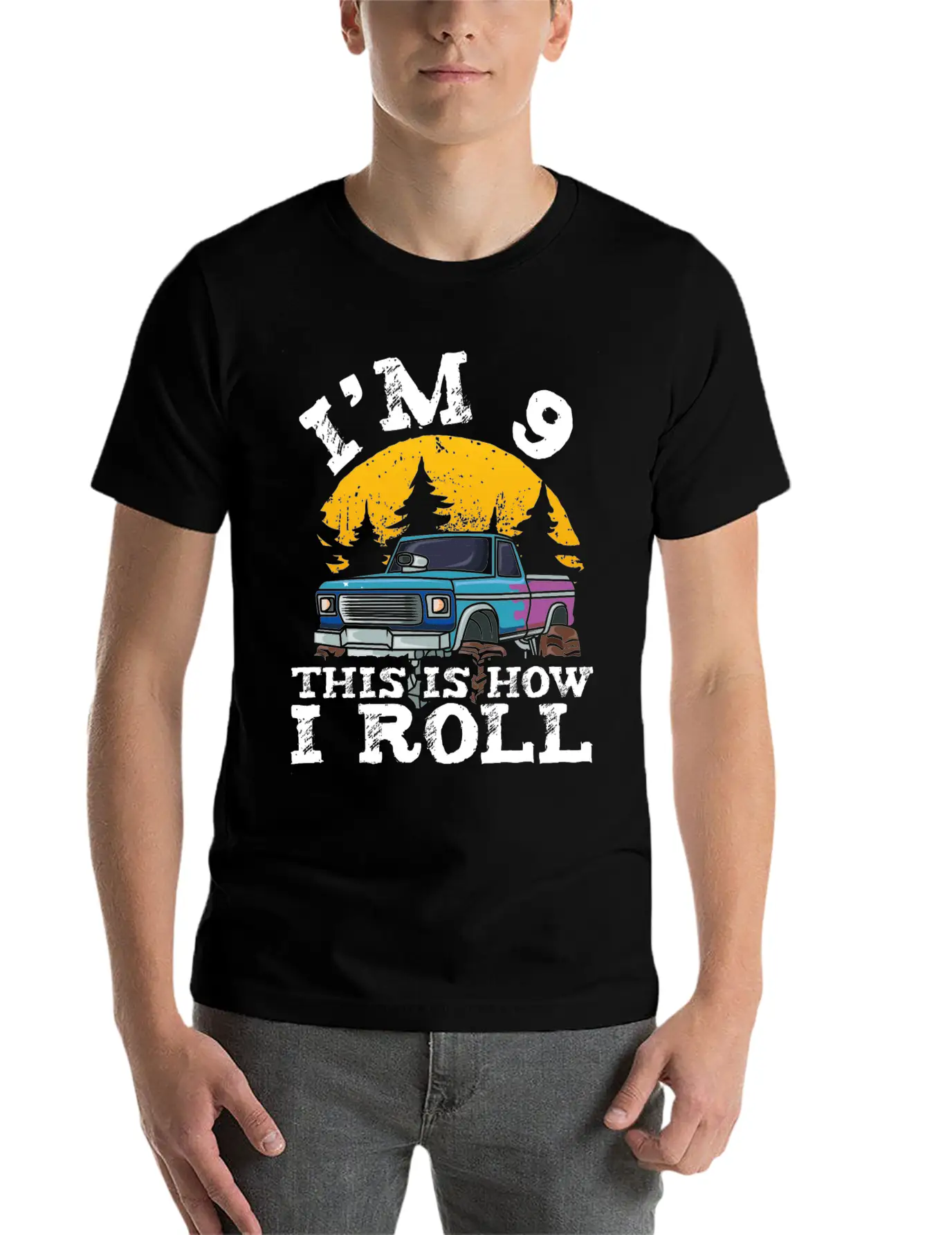 I'm 9 This Is How I Roll 9 Year Old Truck Racer Basic Graphic T-Shirt – Daily Comfort In Soft Cotton