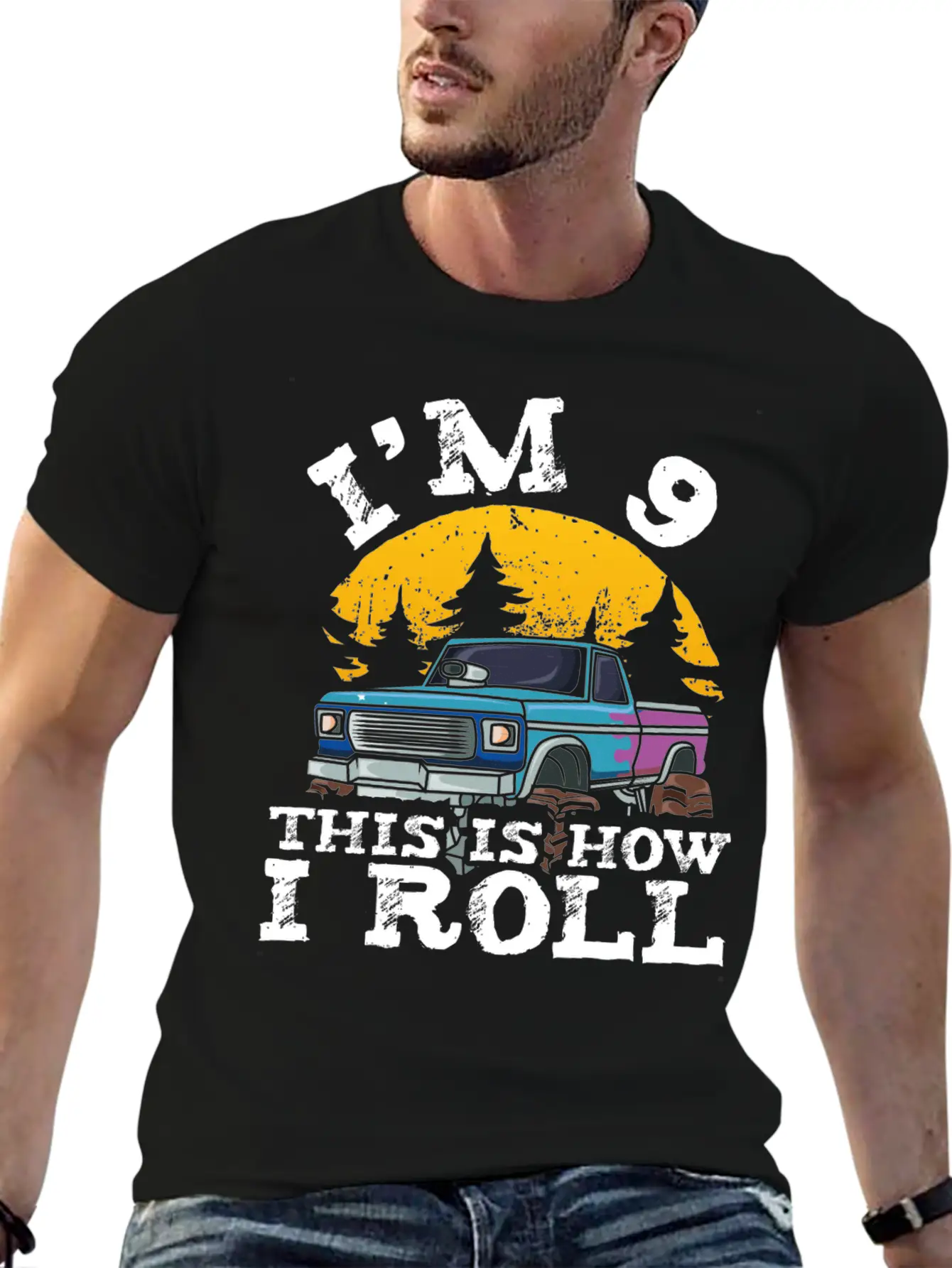 I'm 9 This Is How I Roll 9 Year Old Truck Racer Basic Graphic T-Shirt – Daily Comfort In Soft Cotton