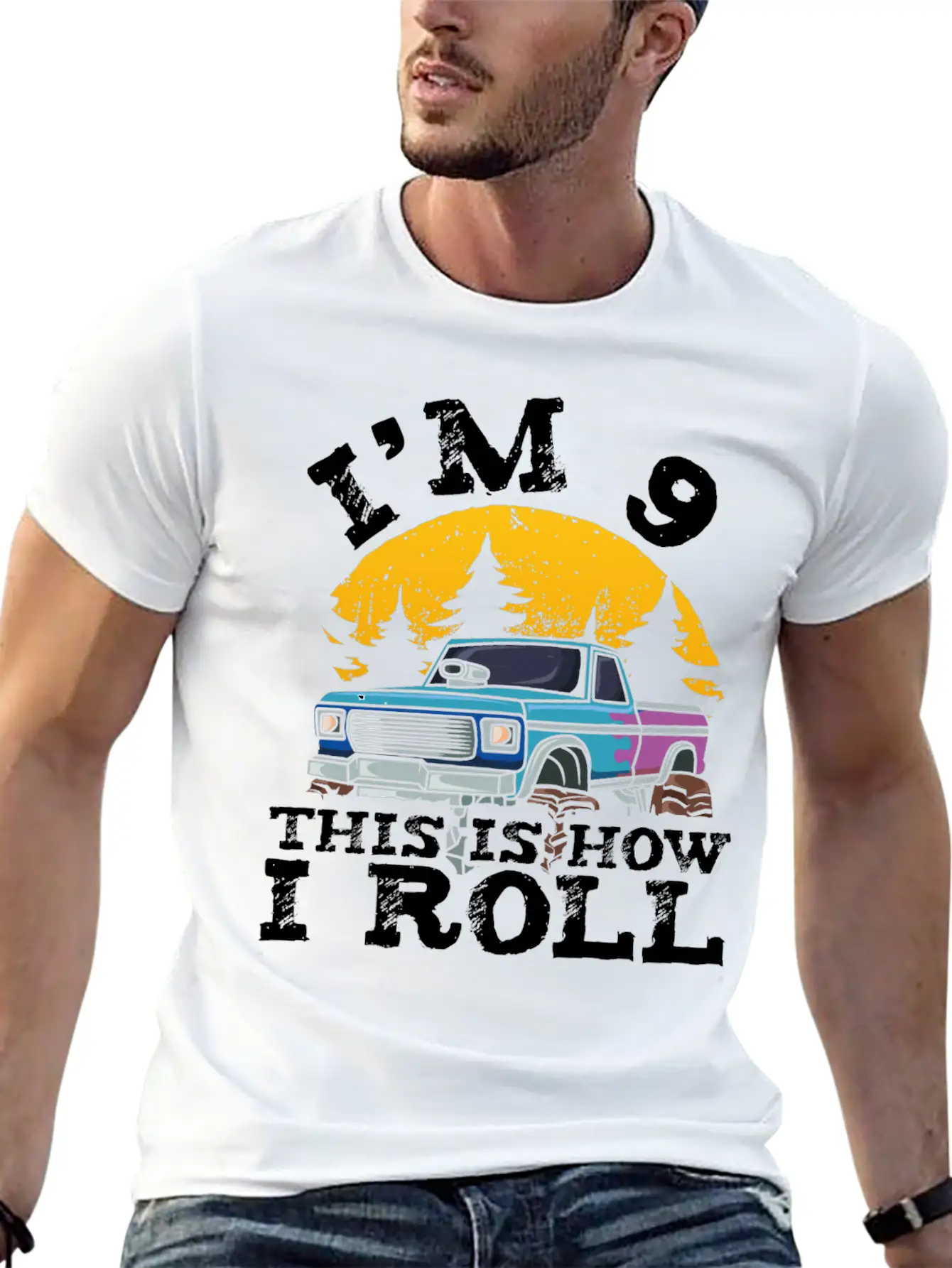 I'm 9 This Is How I Roll 9 Year Old Truck Racer Basic Graphic T-Shirt – Daily Comfort In Soft Cotton
