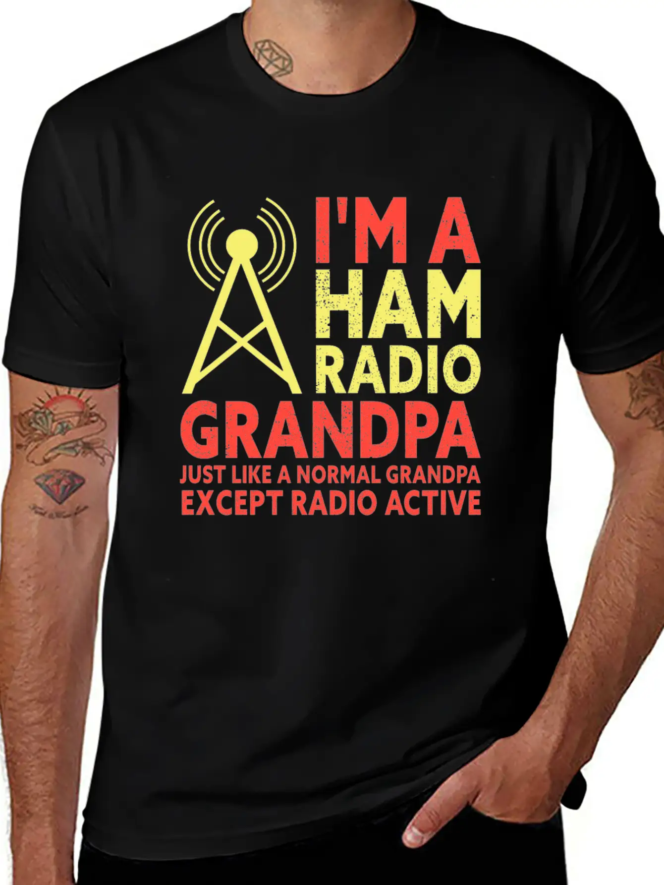 I'm A HAM Radio Grandpa Funny Amateur Radio Unisex Short Sleeve Soft Cotton T-Shirt – Casual Everyday Wear