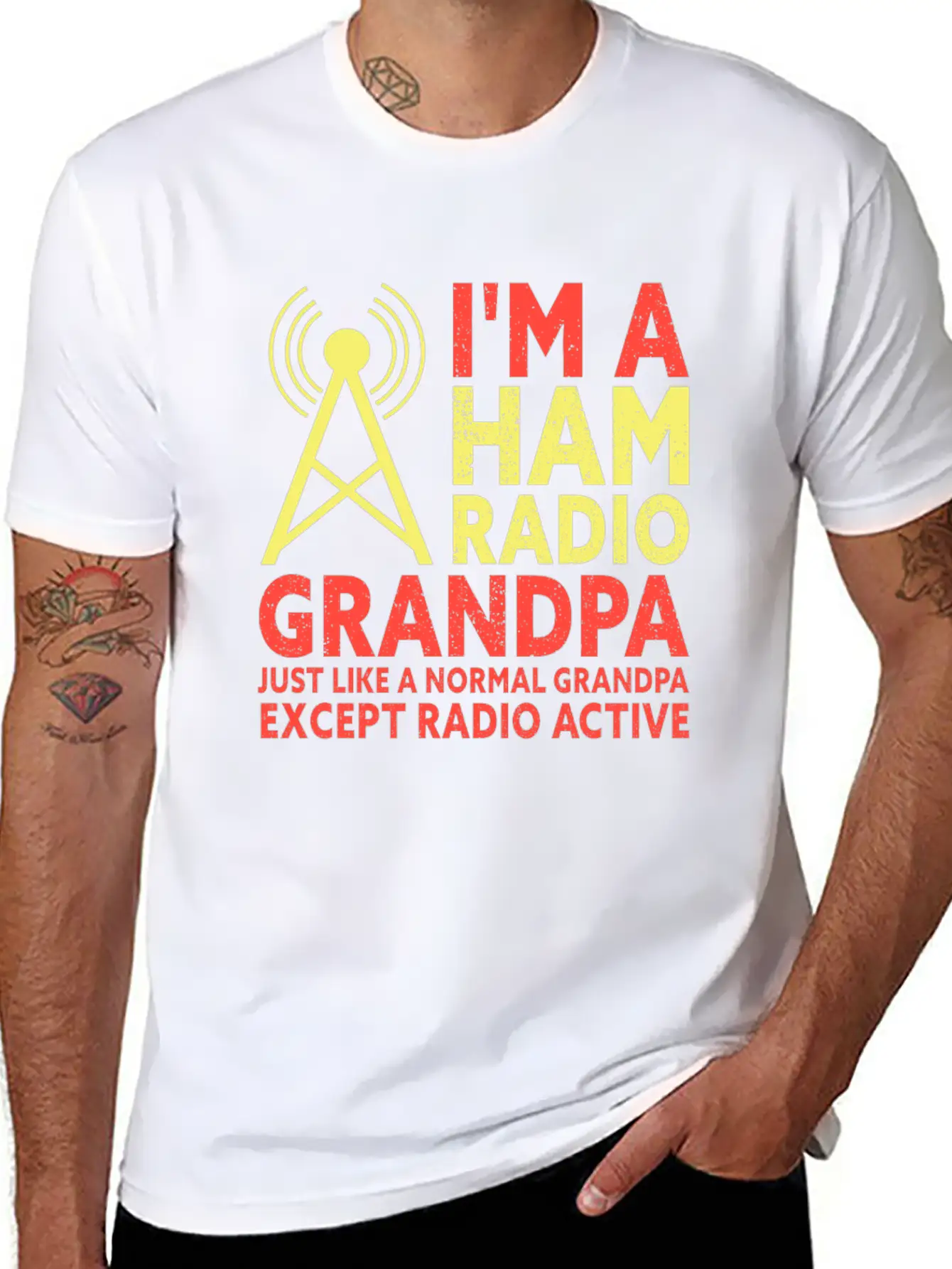 I'm A HAM Radio Grandpa Funny Amateur Radio Unisex Short Sleeve Soft Cotton T-Shirt – Casual Everyday Wear