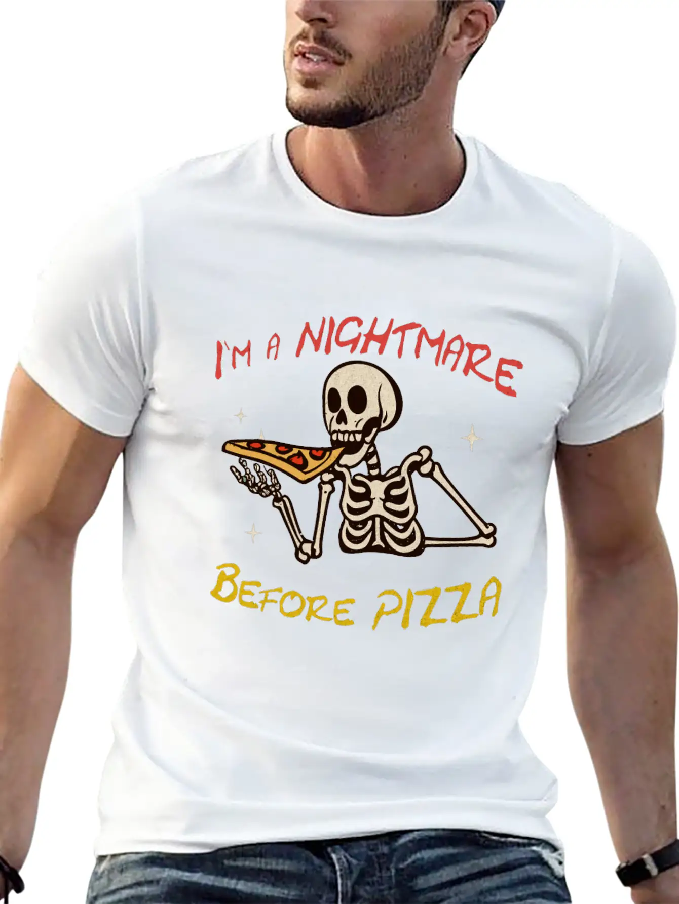 I`m A Nightmare Before Pizza Basic Graphic T-Shirt – Daily Comfort In Soft Cotton