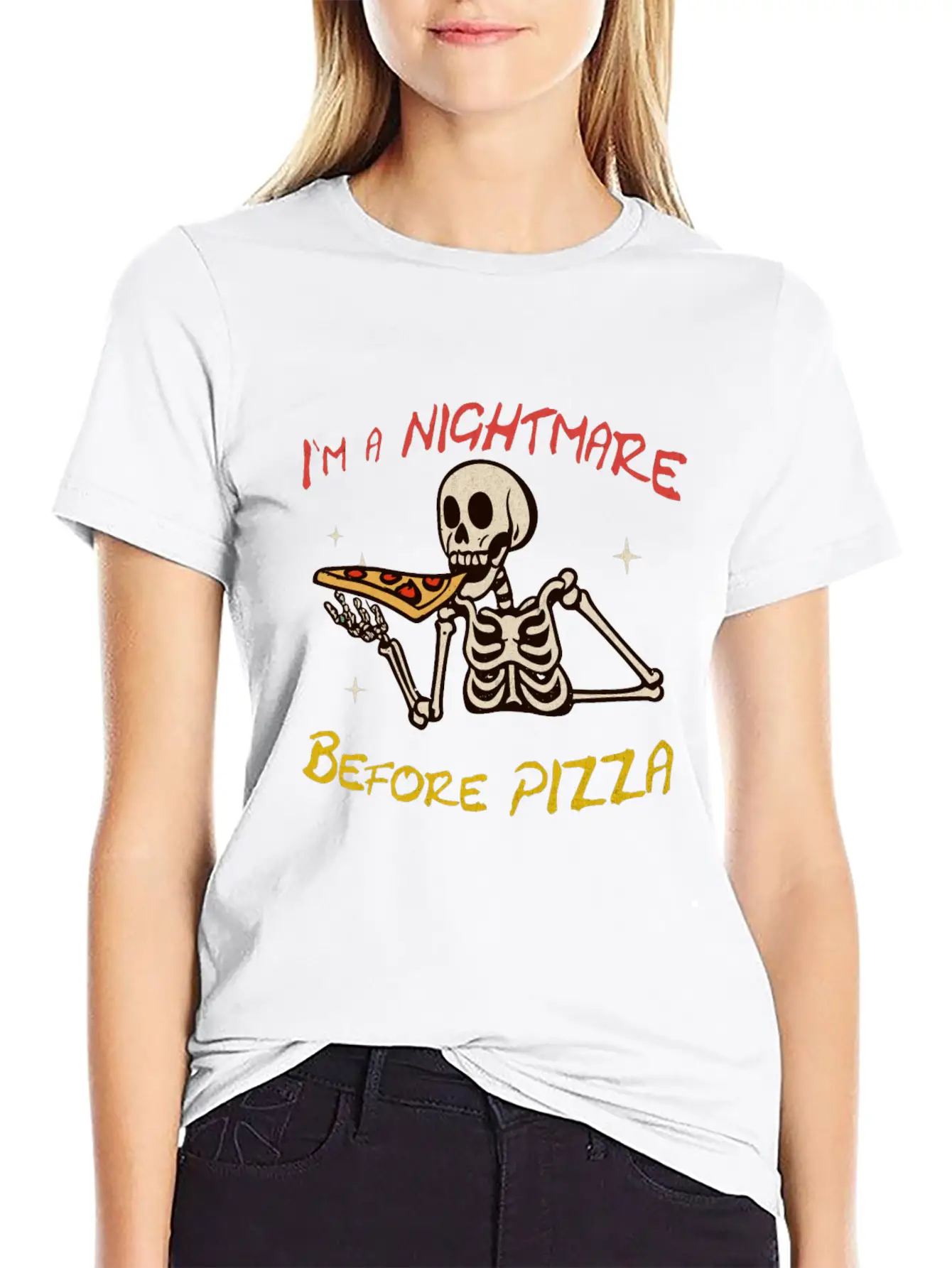 I`m A Nightmare Before Pizza Basic Graphic T-Shirt – Daily Comfort In Soft Cotton