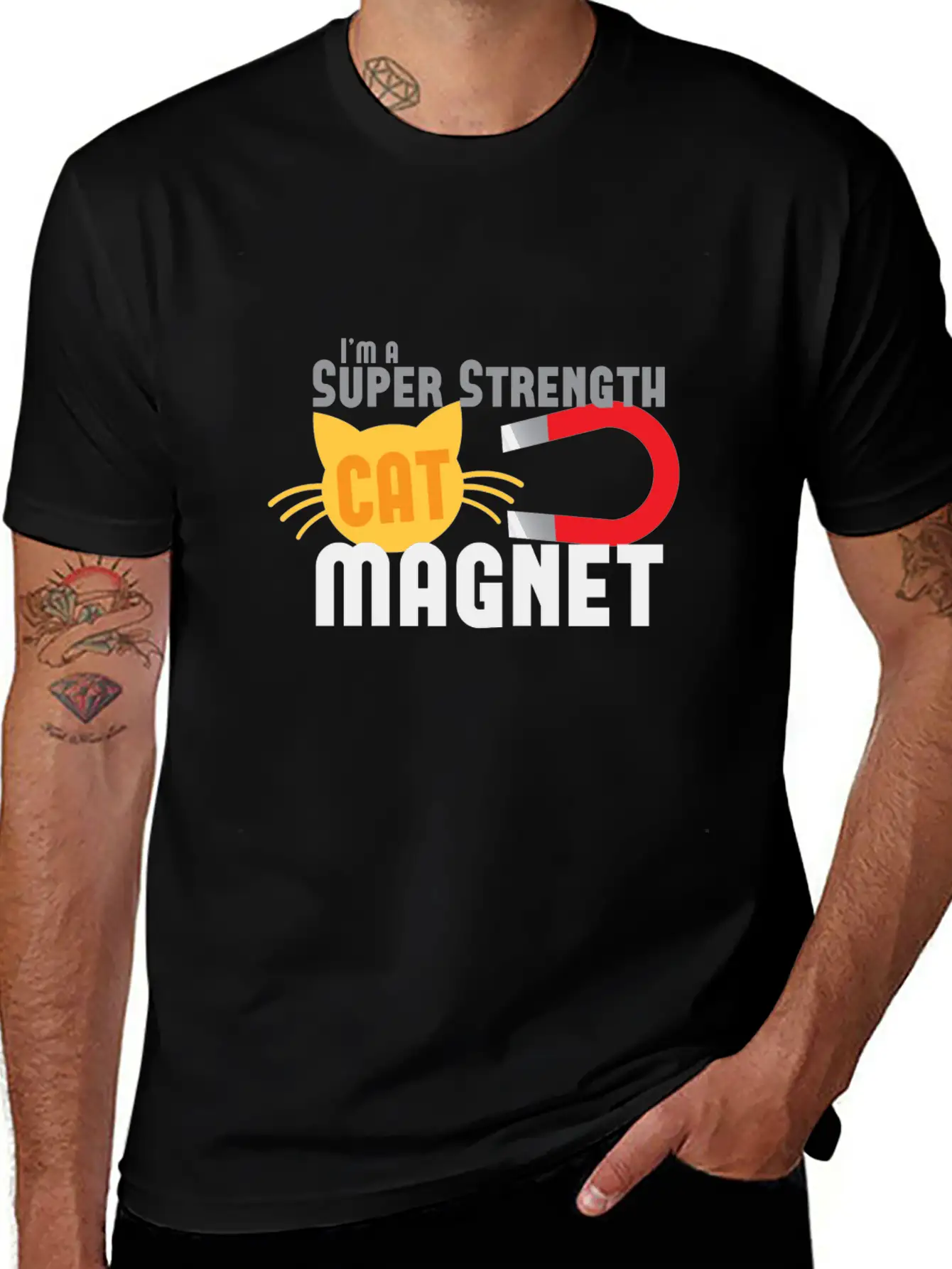 I'm A Super Strength Cat Magnet Timeless Short Sleeve Tee – Comfy And Minimalist Design