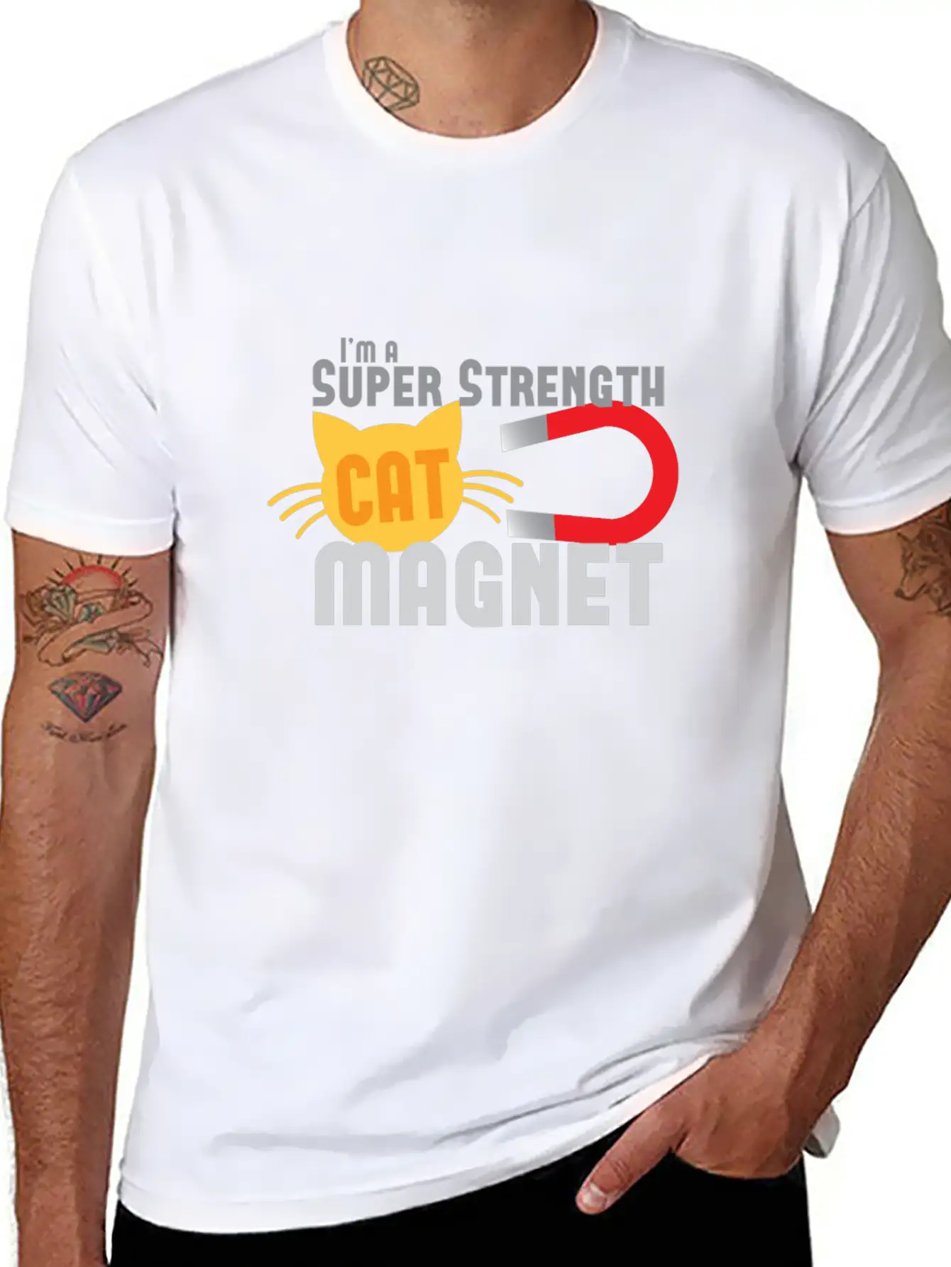 I'm A Super Strength Cat Magnet Timeless Short Sleeve Tee – Comfy And Minimalist Design