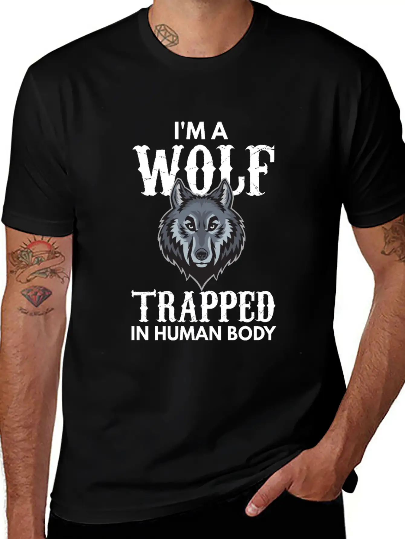 I'm A Wolf Trapped In A Human Body Unisex Short Sleeve Soft Cotton T-Shirt – Casual Everyday Wear