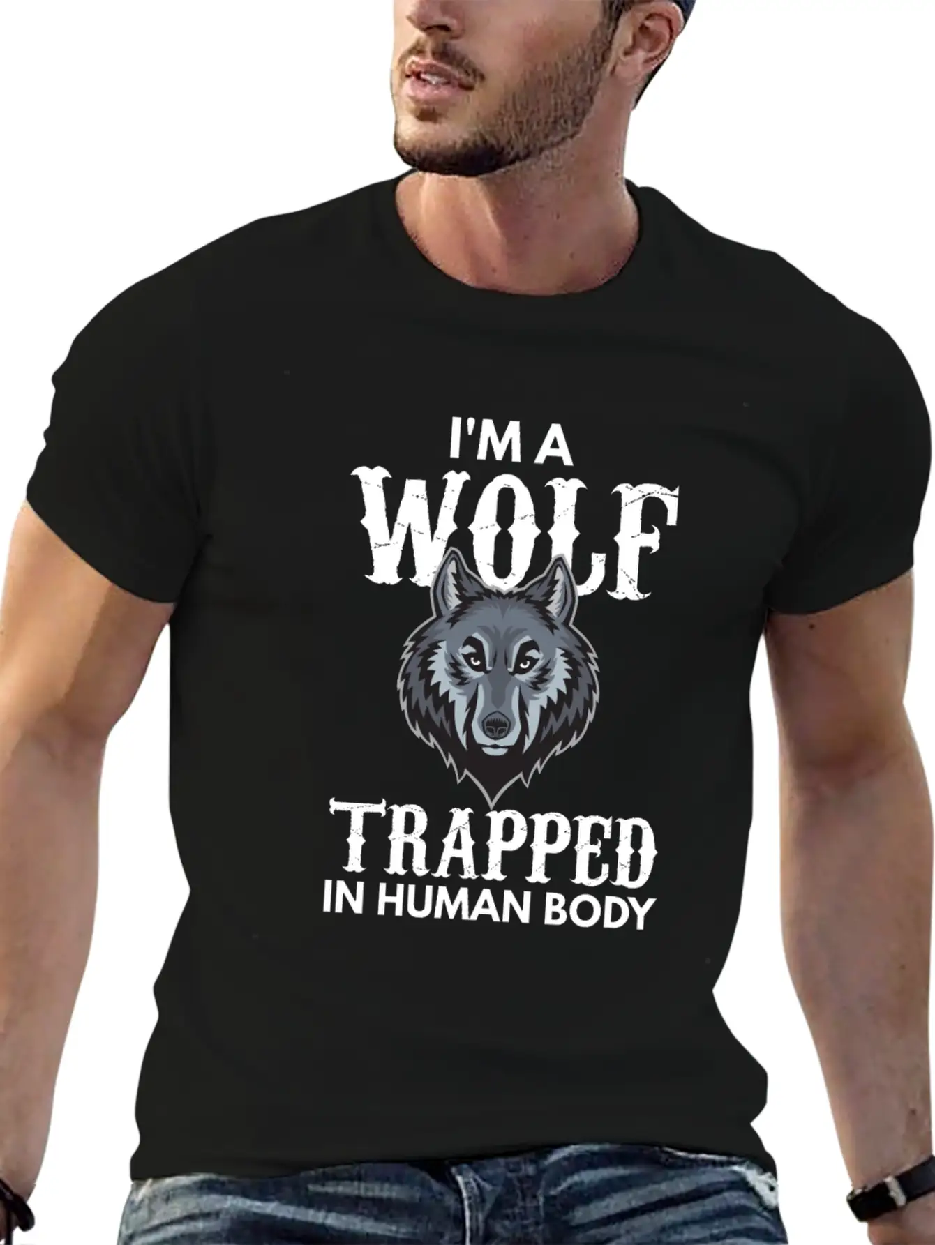I'm A Wolf Trapped In A Human Body Unisex Short Sleeve Soft Cotton T-Shirt – Casual Everyday Wear