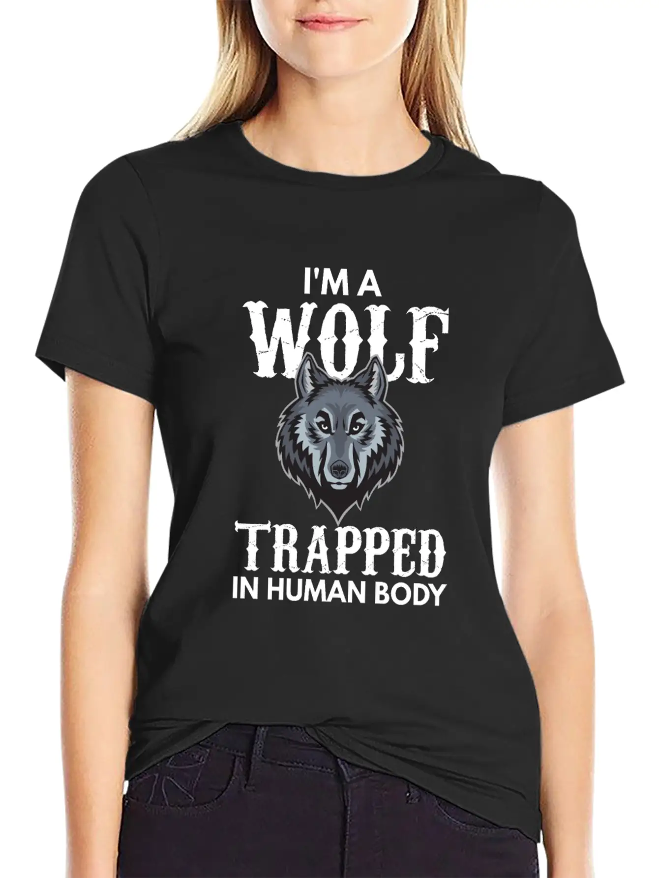 I'm A Wolf Trapped In A Human Body Unisex Short Sleeve Soft Cotton T-Shirt – Casual Everyday Wear