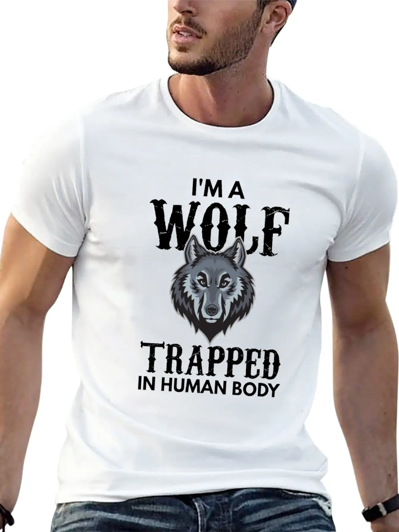 I'm A Wolf Trapped In A Human Body Unisex Short Sleeve Soft Cotton T-Shirt – Casual Everyday Wear