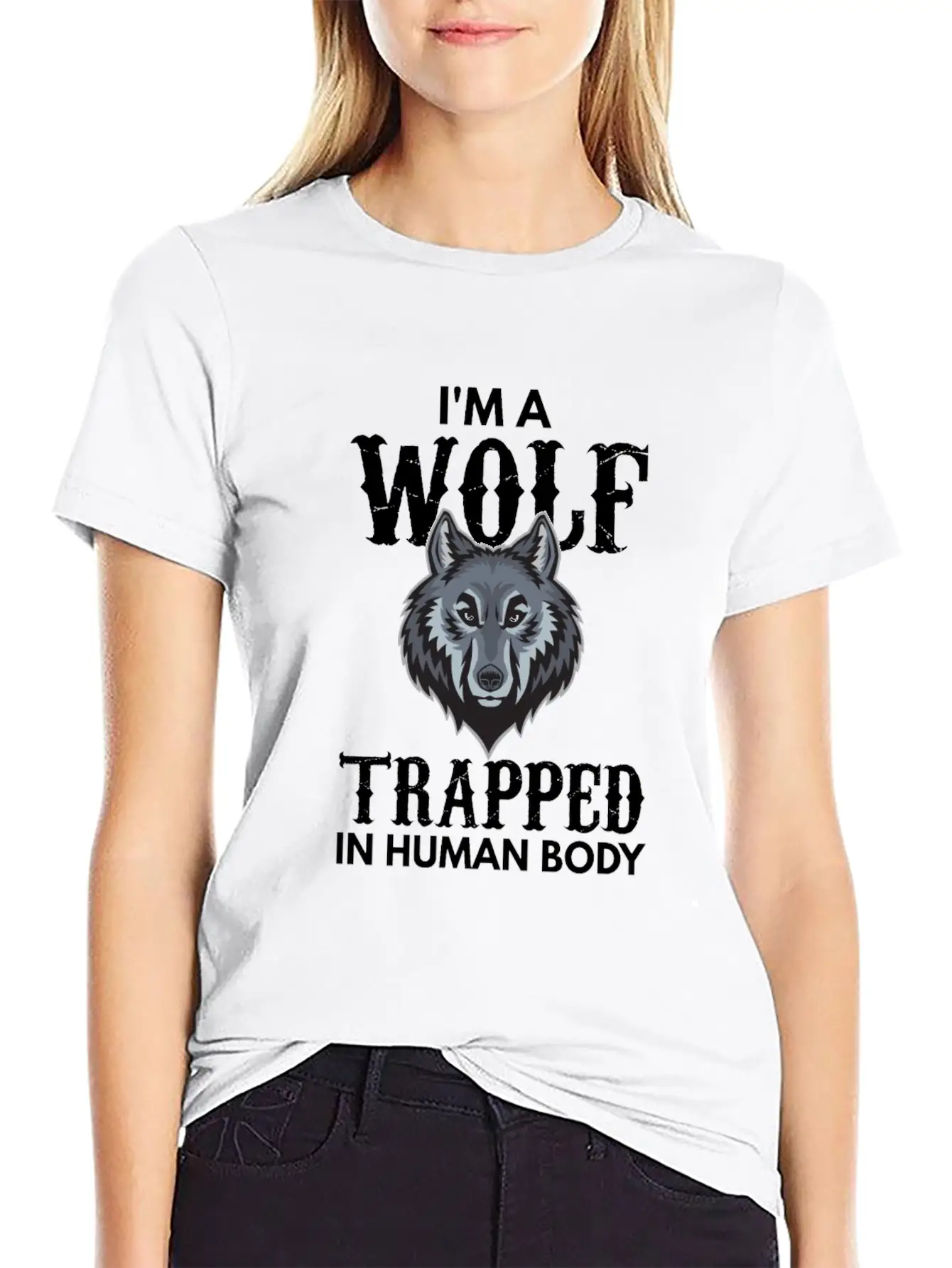 I'm A Wolf Trapped In A Human Body Unisex Short Sleeve Soft Cotton T-Shirt – Casual Everyday Wear