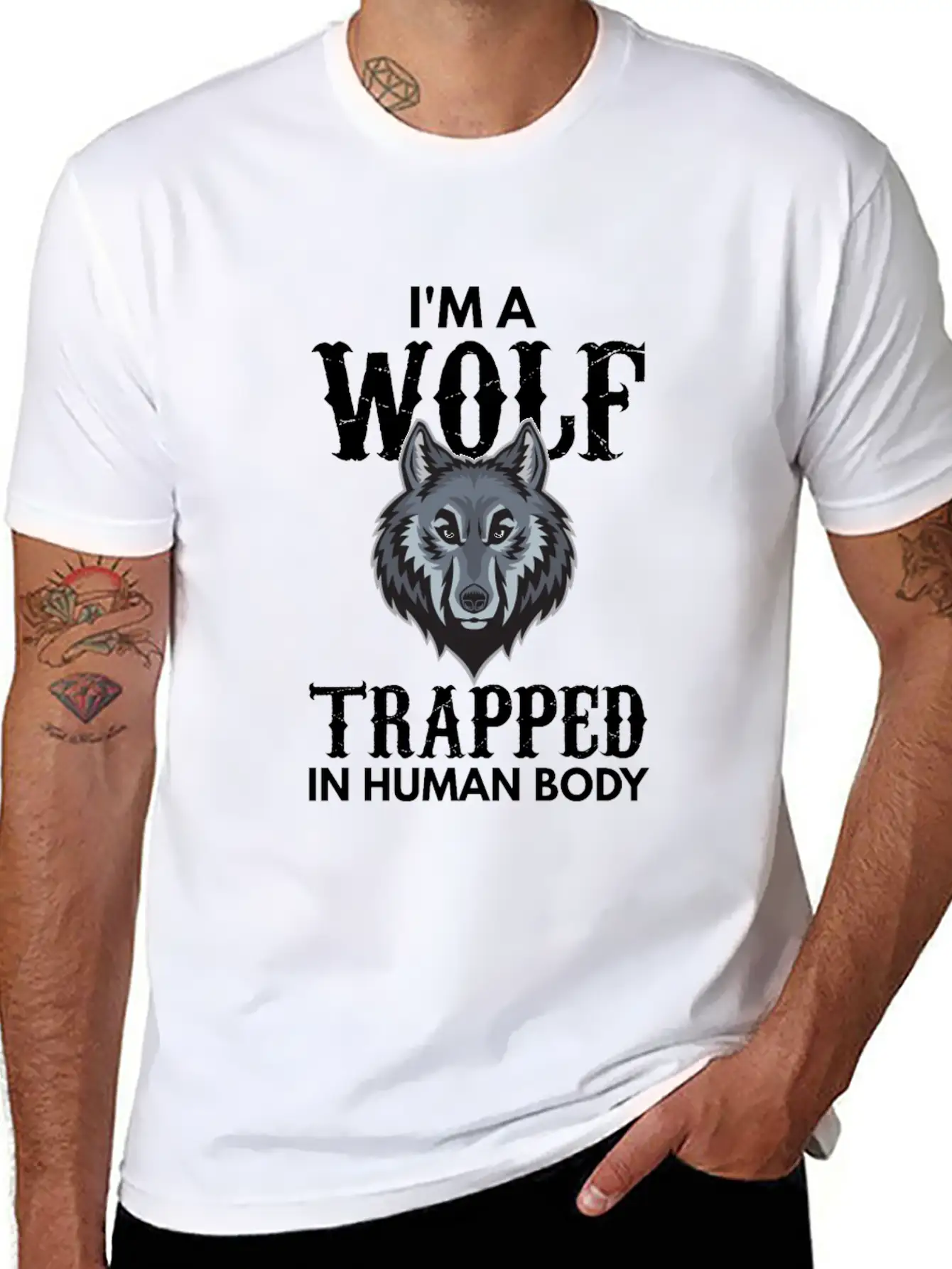 I'm A Wolf Trapped In A Human Body Unisex Short Sleeve Soft Cotton T-Shirt – Casual Everyday Wear
