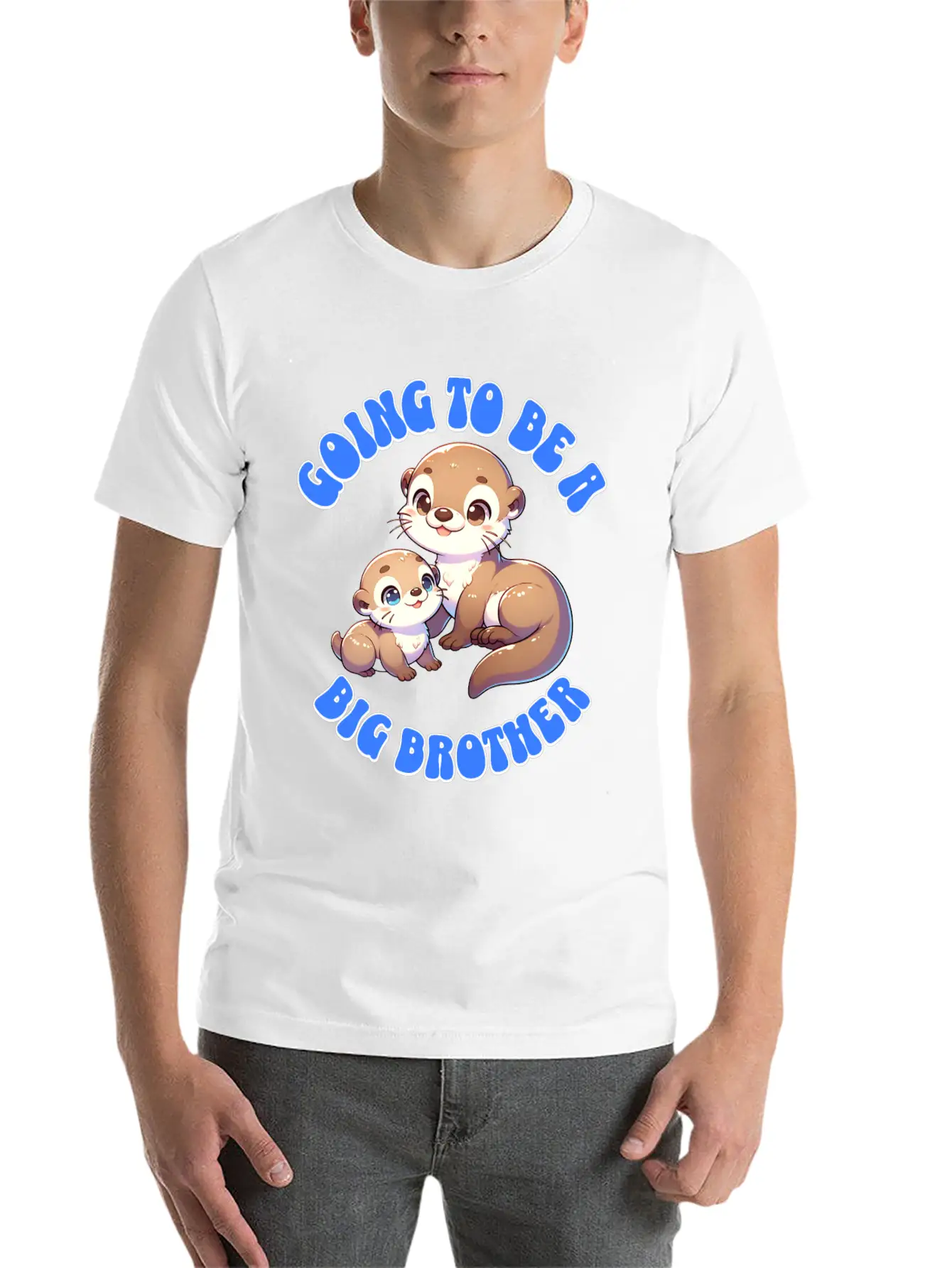 I'm Going To Be A Big Brother Sweet Otter, Brother Unisex Short Sleeve Soft Cotton T-Shirt – Casual Everyday Wear