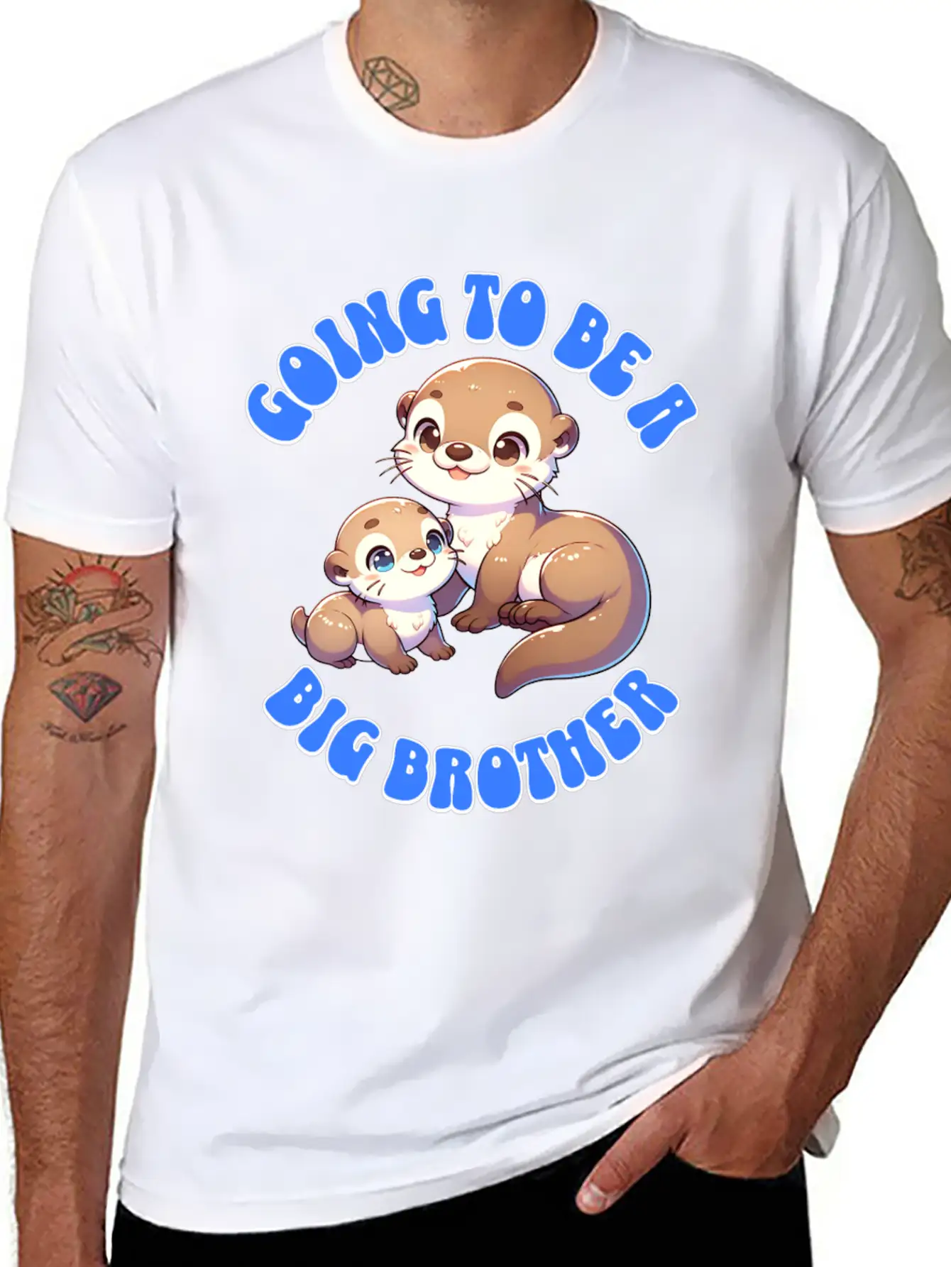 I'm Going To Be A Big Brother Sweet Otter, Brother Unisex Short Sleeve Soft Cotton T-Shirt – Casual Everyday Wear