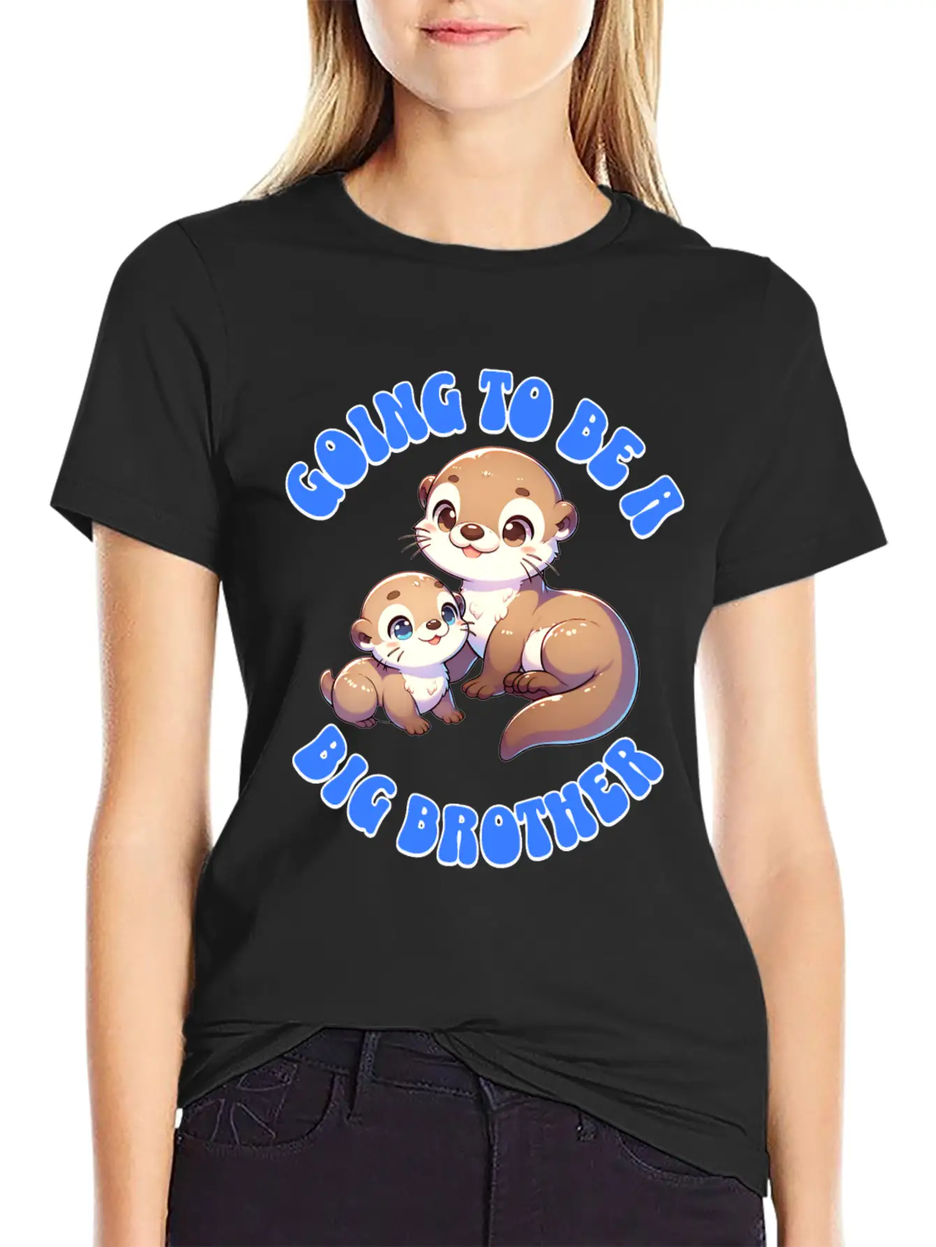 I'm Going To Be A Big Brother Sweet Otter, Brother Unisex Short Sleeve Soft Cotton T-Shirt – Casual Everyday Wear