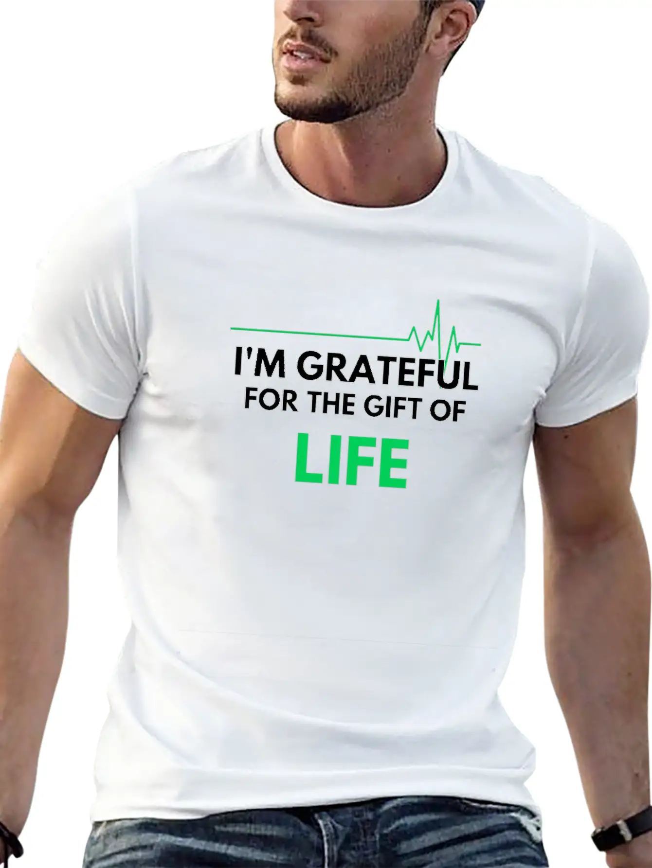 "I'm Grateful Inspirational Design" Basic Graphic T-Shirt – Daily Comfort In Soft Cotton