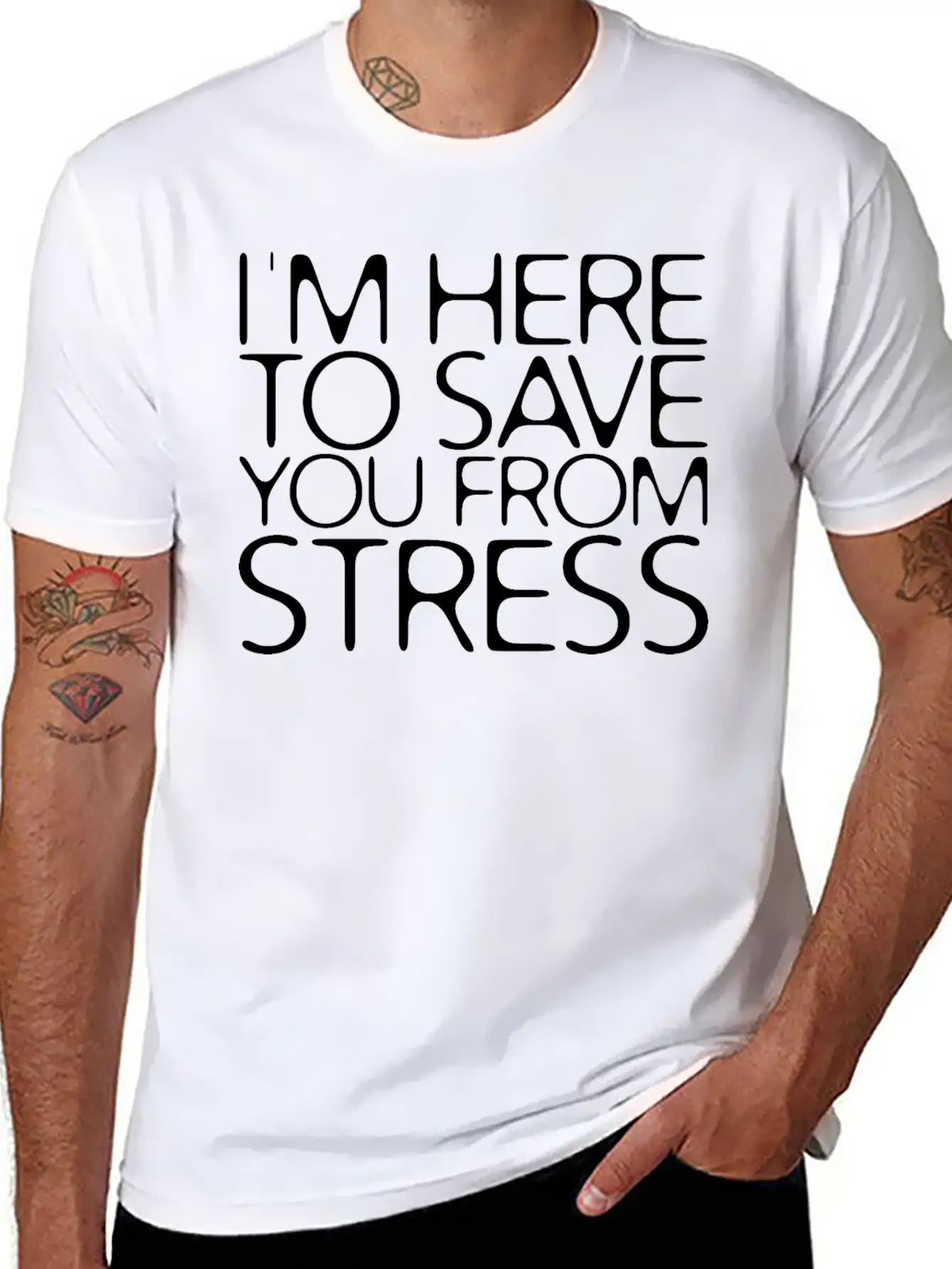 I'm Here To Save You From Stress 2 Stylish Everyday T-Shirt – Unisex Basic Cotton Tee