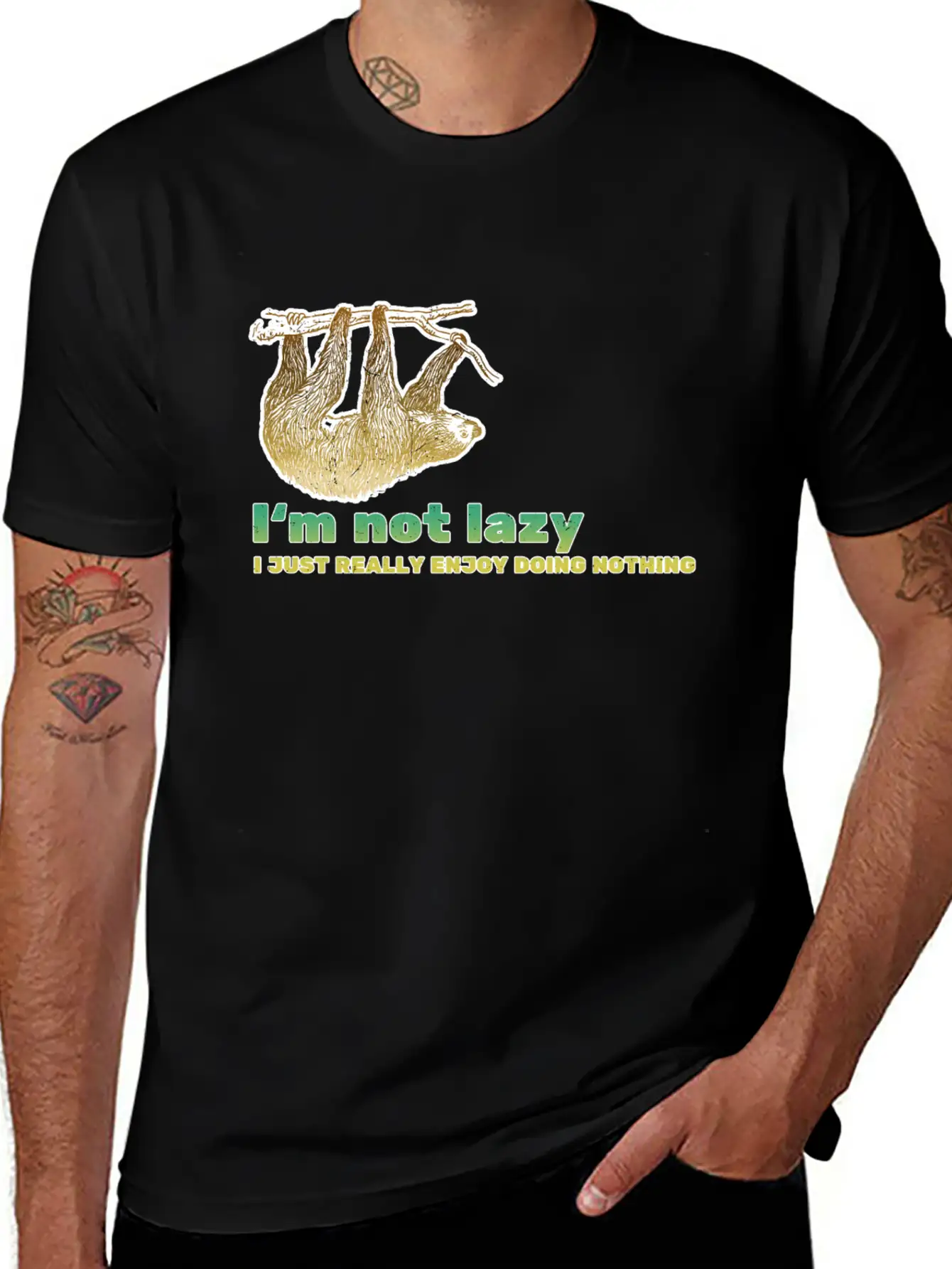 I'm Not Lazy - Sloth Saying Basic Graphic T-Shirt – Daily Comfort In Soft Cotton