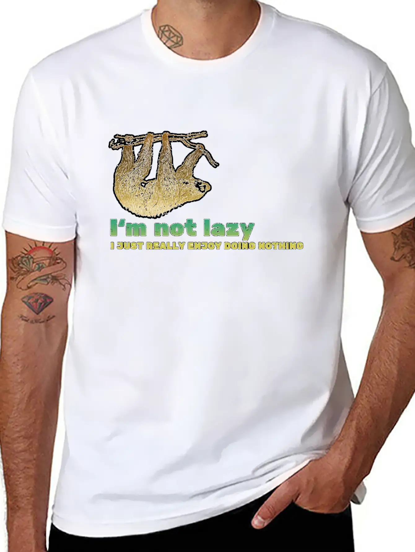 I'm Not Lazy - Sloth Saying Basic Graphic T-Shirt – Daily Comfort In Soft Cotton