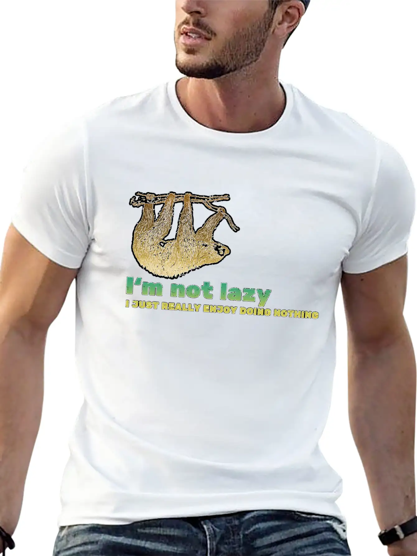 I'm Not Lazy - Sloth Saying Basic Graphic T-Shirt – Daily Comfort In Soft Cotton