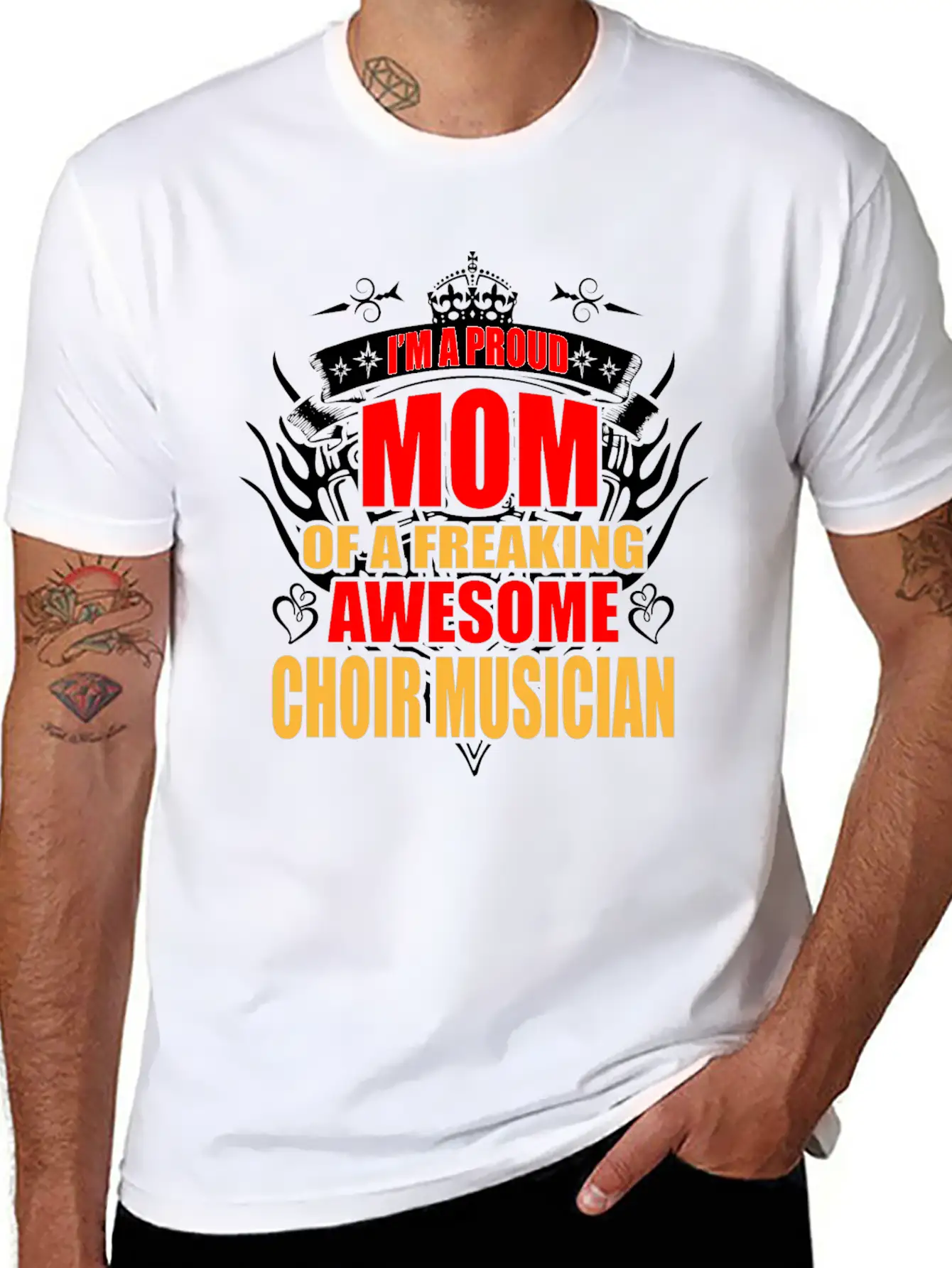 I'm Proud Mom Of Freaking Awesome Chorus Teacher Unisex Short Sleeve Soft Cotton T-Shirt – Casual Everyday Wear
