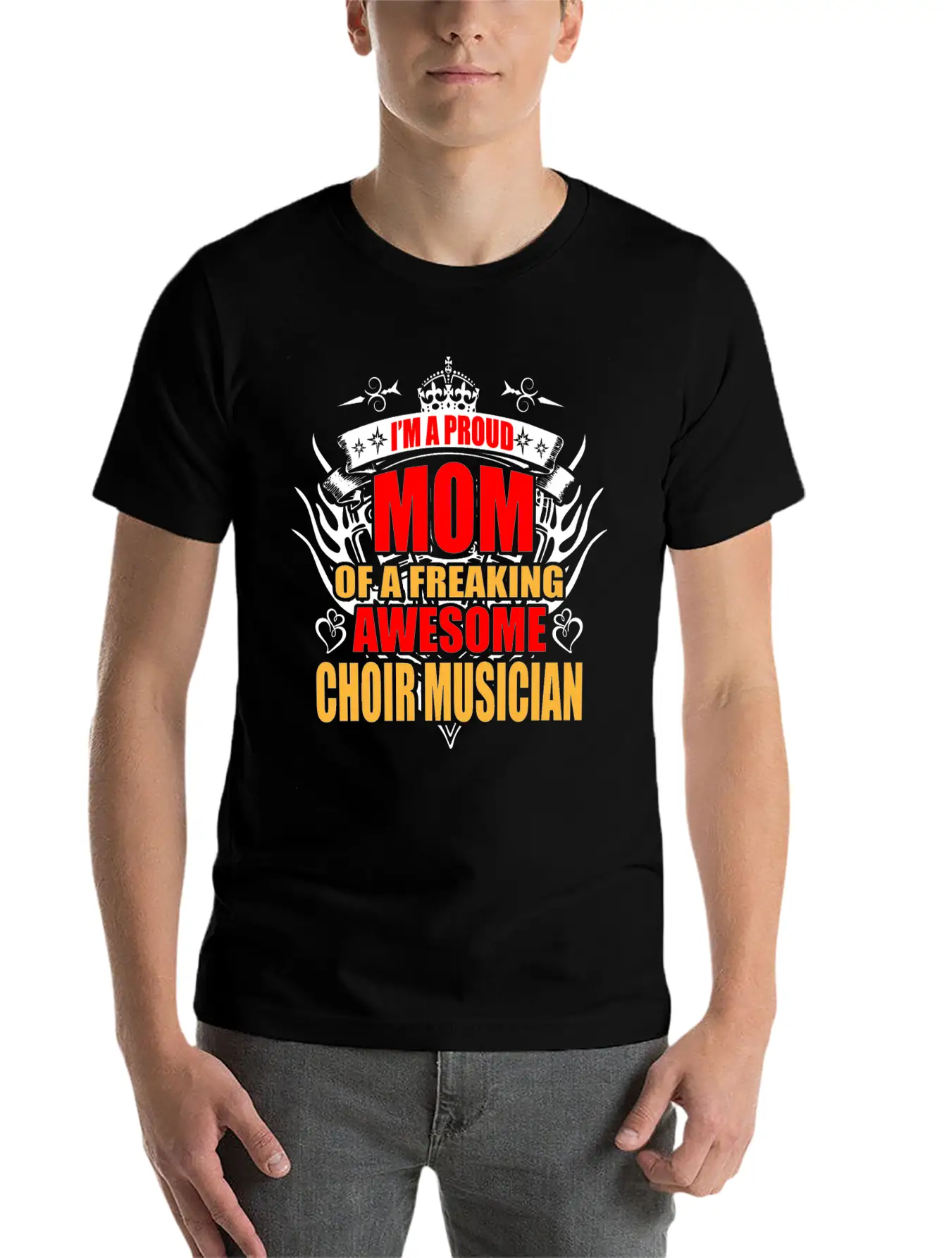 I'm Proud Mom Of Freaking Awesome Chorus Teacher Unisex Short Sleeve Soft Cotton T-Shirt – Casual Everyday Wear