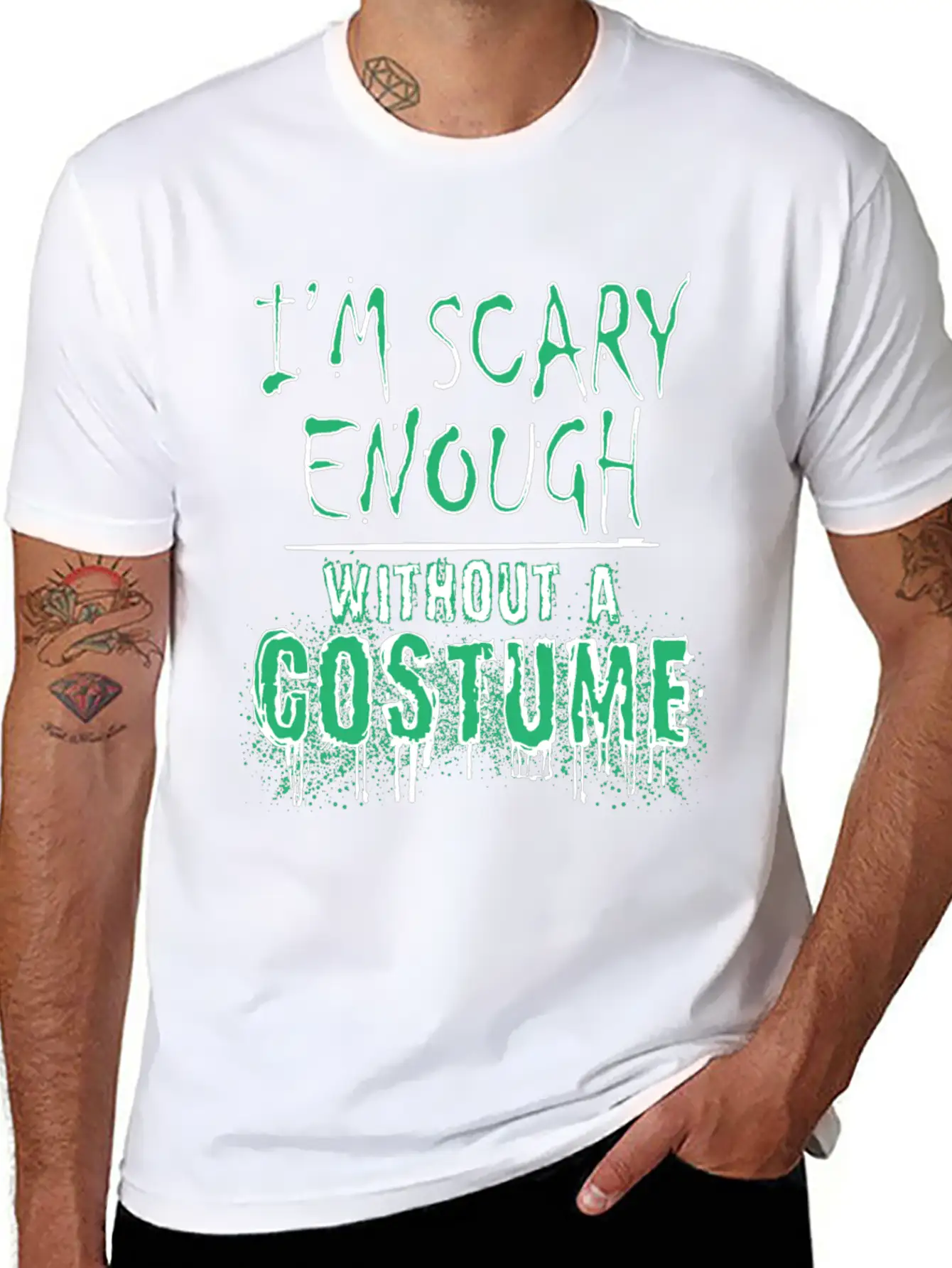 I'm Scary Enough Without A Costume, Halloween Timeless Short Sleeve Tee – Comfy And Minimalist Design
