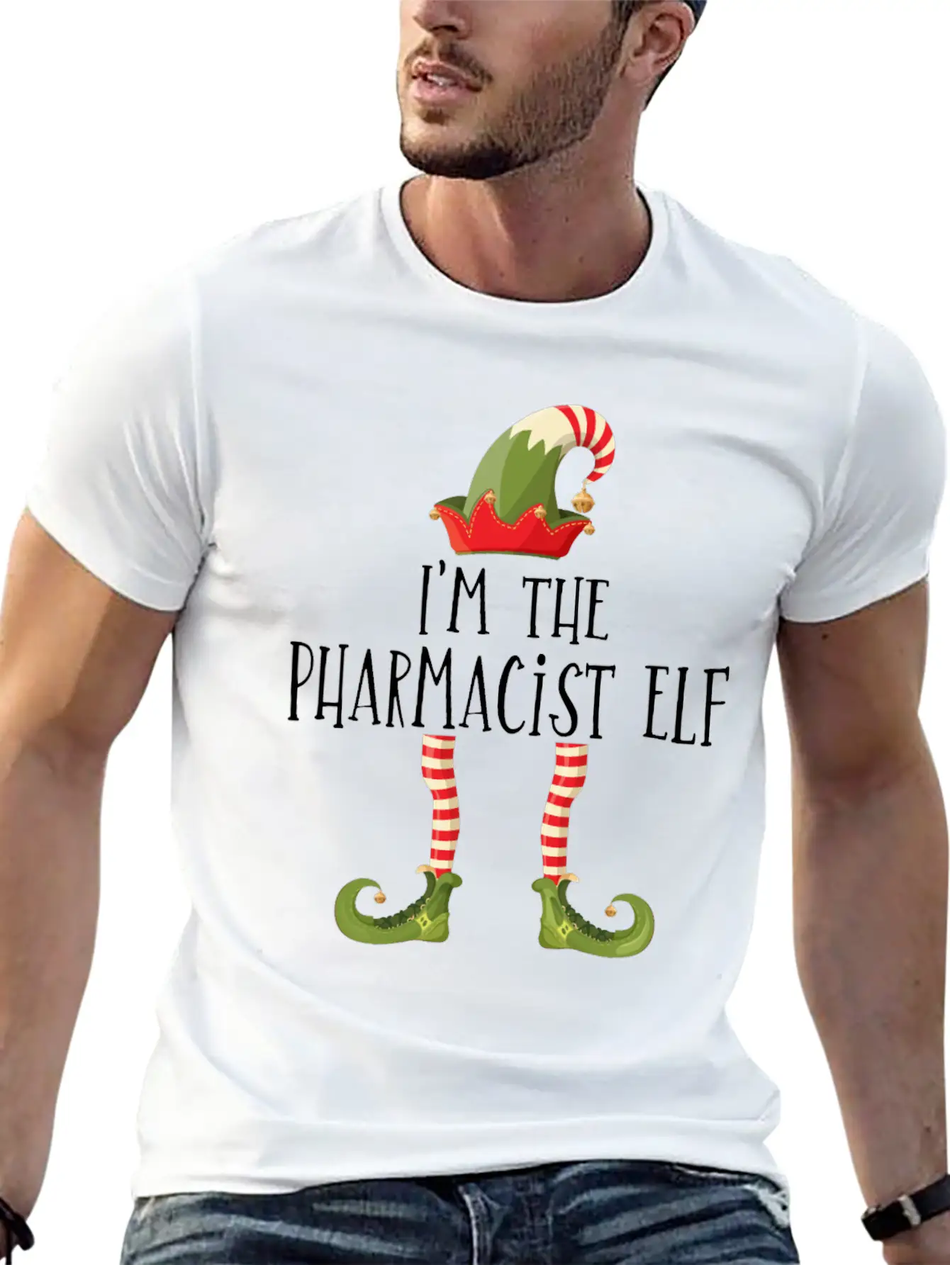 I'm The Pharmacist Elf Pharmacy Technician Stud Unisex Short Sleeve Soft Cotton T-Shirt – Casual Everyday Wear