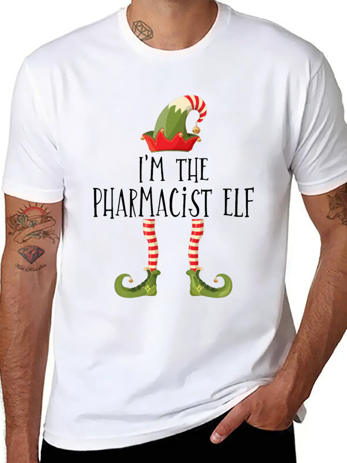 I'm The Pharmacist Elf Pharmacy Technician Stud Unisex Short Sleeve Soft Cotton T-Shirt – Casual Everyday Wear